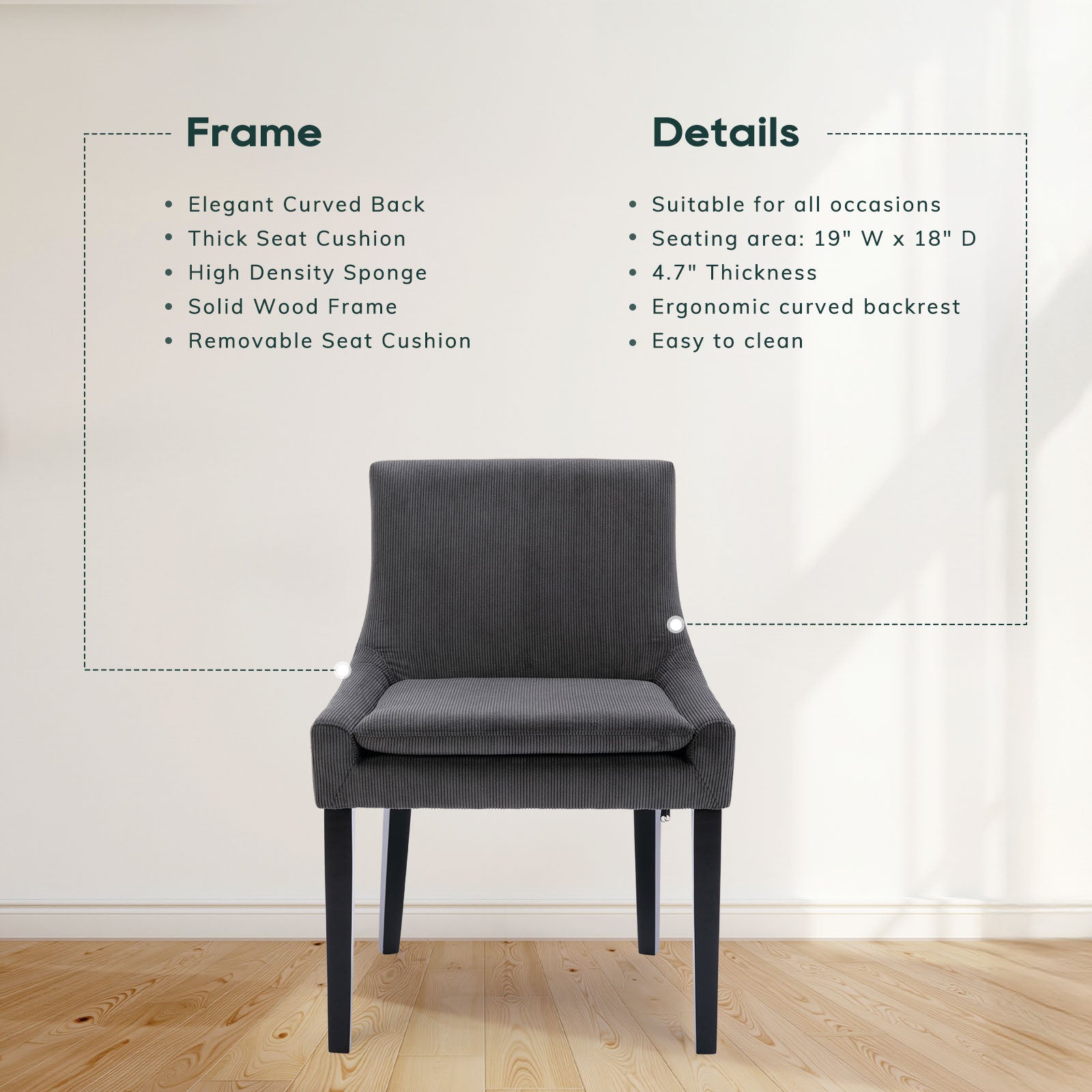 COLAMY MAIRA Transitional Neutral Dining Chair