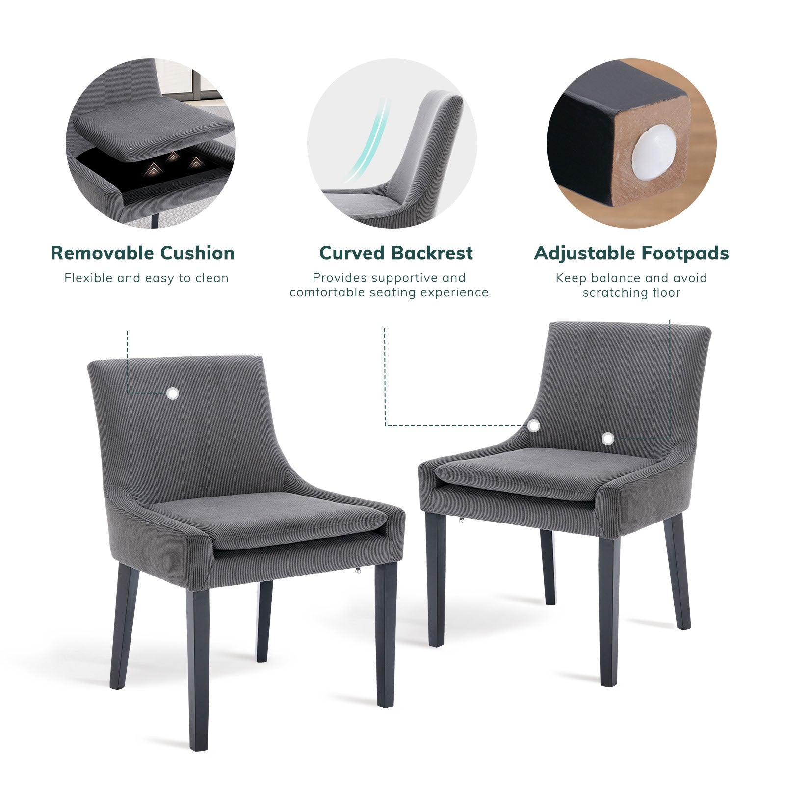 COLAMY MAIRA Transitional Neutral Dining Chair
