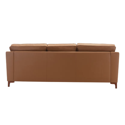 COLAMY Modern Faux Leather Living Room Sofa 3-seat Brown Sofa