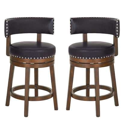 COLAMY Modern Wooden Bar Stool Upholstered Bar Stool with Swiveling Function