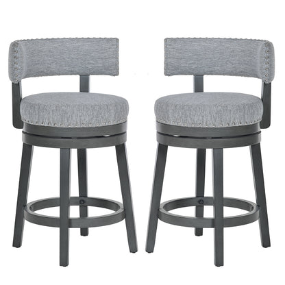 COLAMY Modern Wooden Bar Stool Upholstered Bar Stool with Swiveling Function