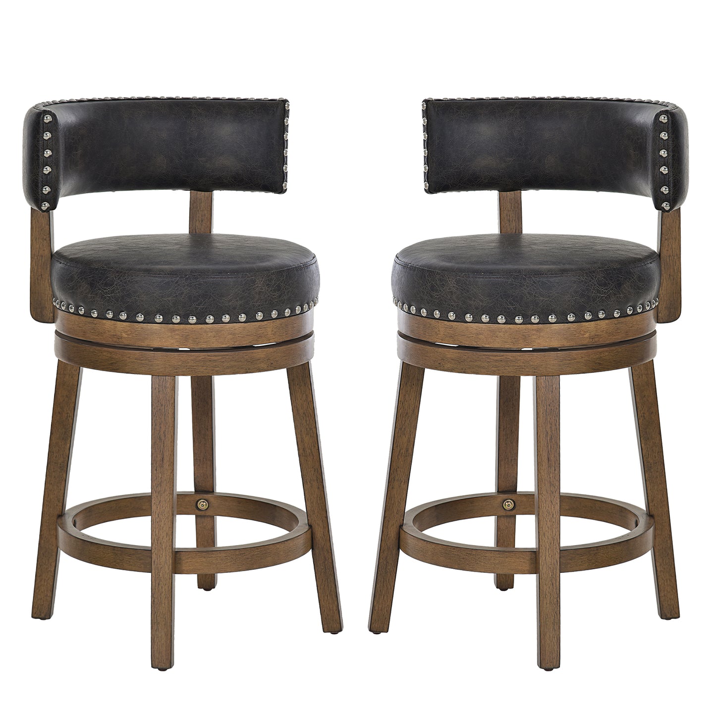 COLAMY Modern Wooden Bar Stool Upholstered Bar Stool with Swiveling Function