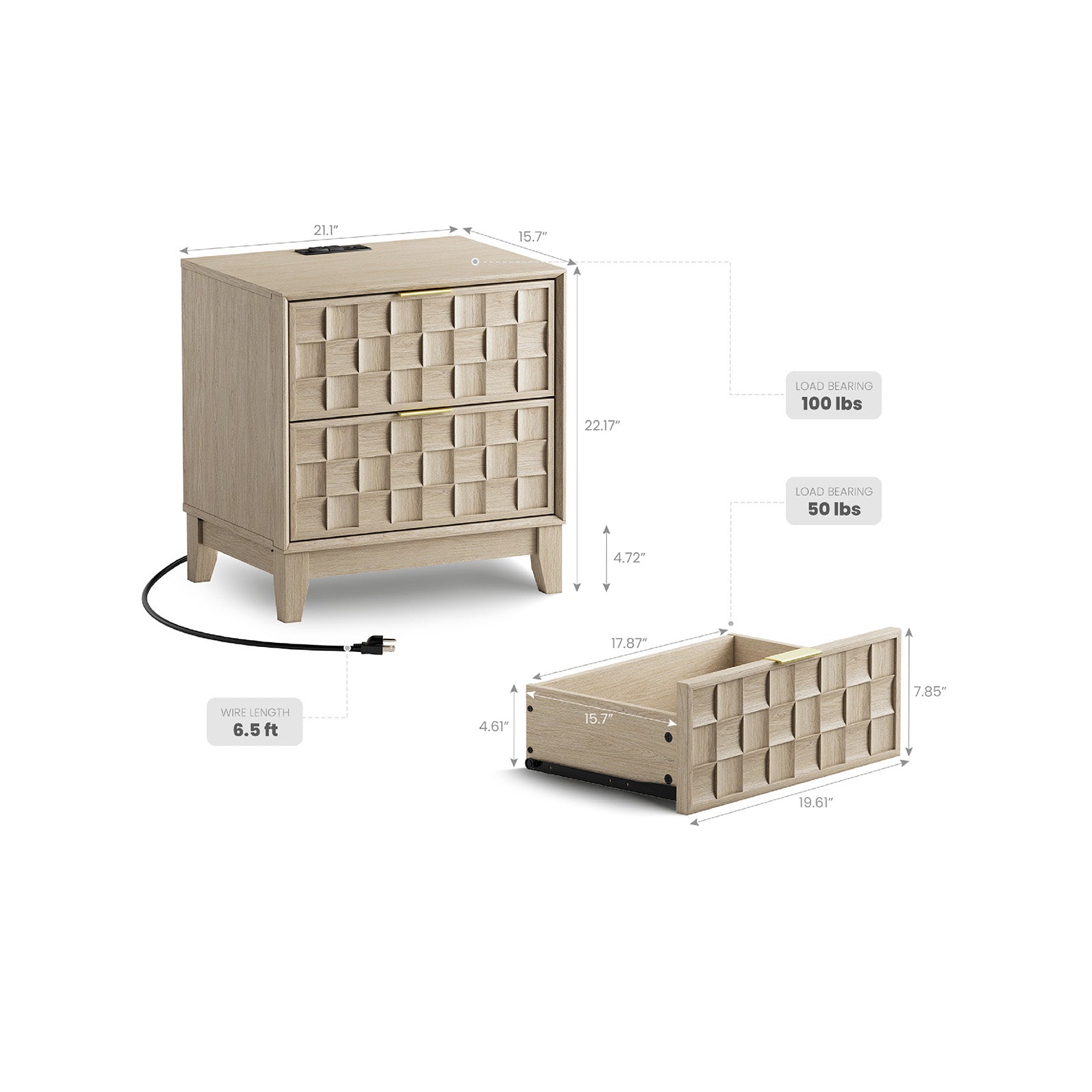 COLAMY PIXEL Nightstand with Charging Station
