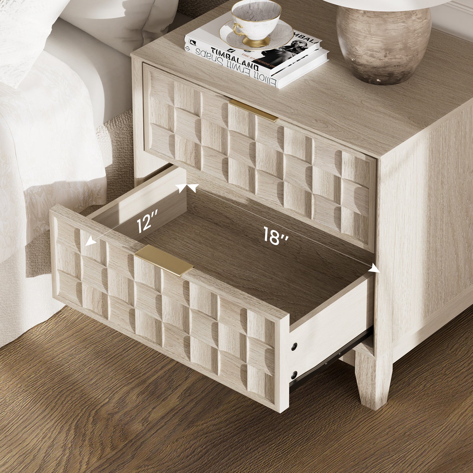 COLAMY PIXEL Nightstand with Charging Station