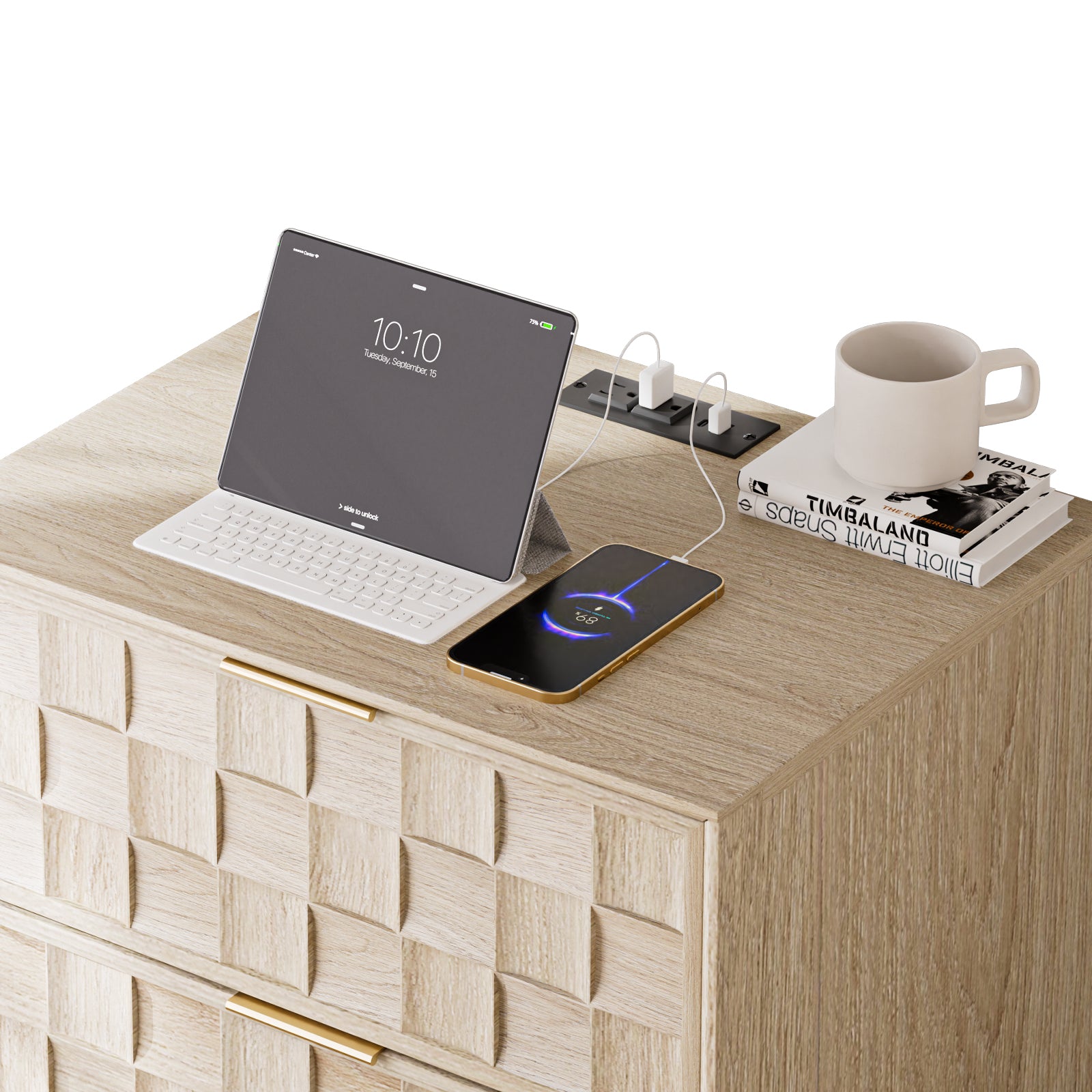 COLAMY PIXEL Nightstand with Charging Station