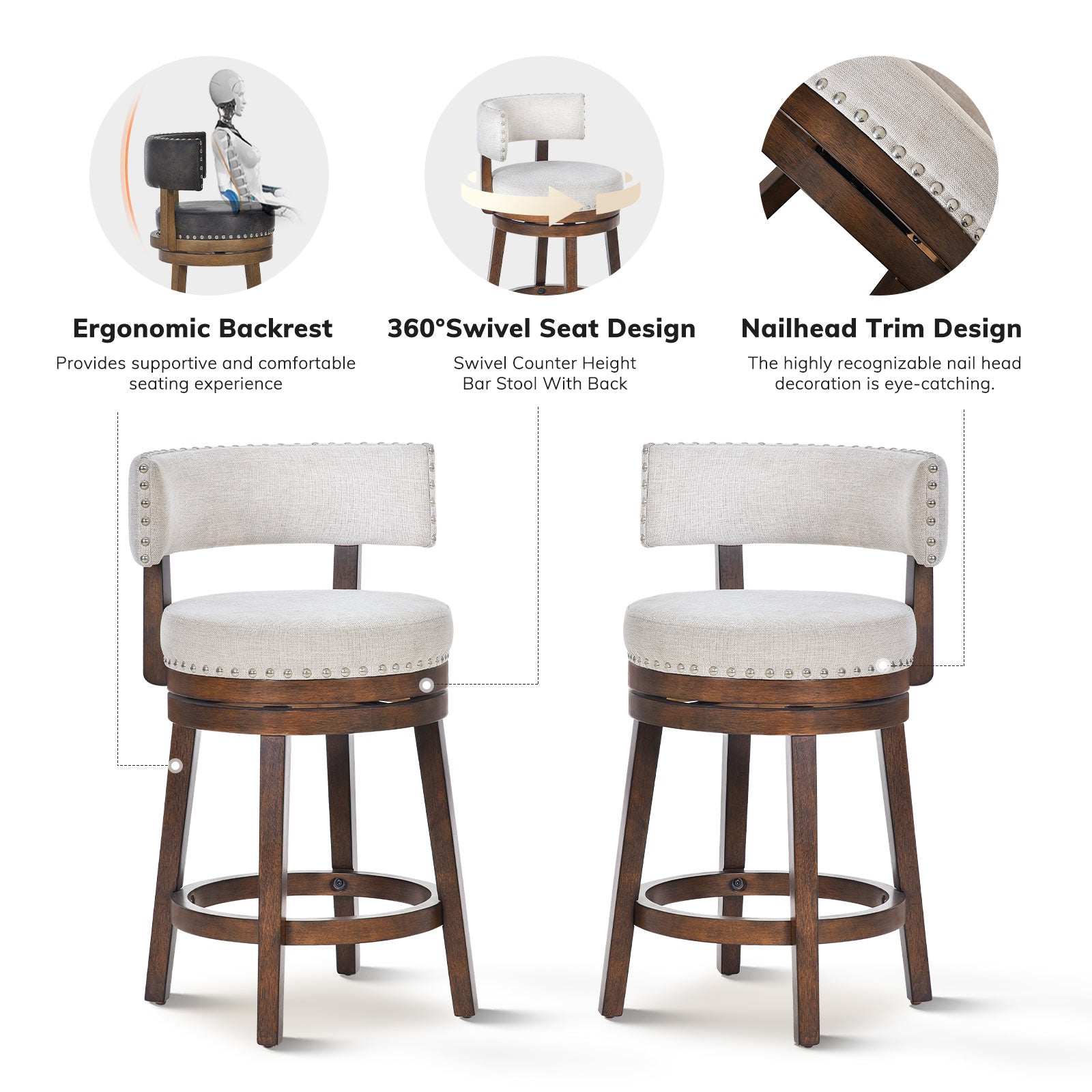 COLAMY RENO Vintage Industrial Dining Chair