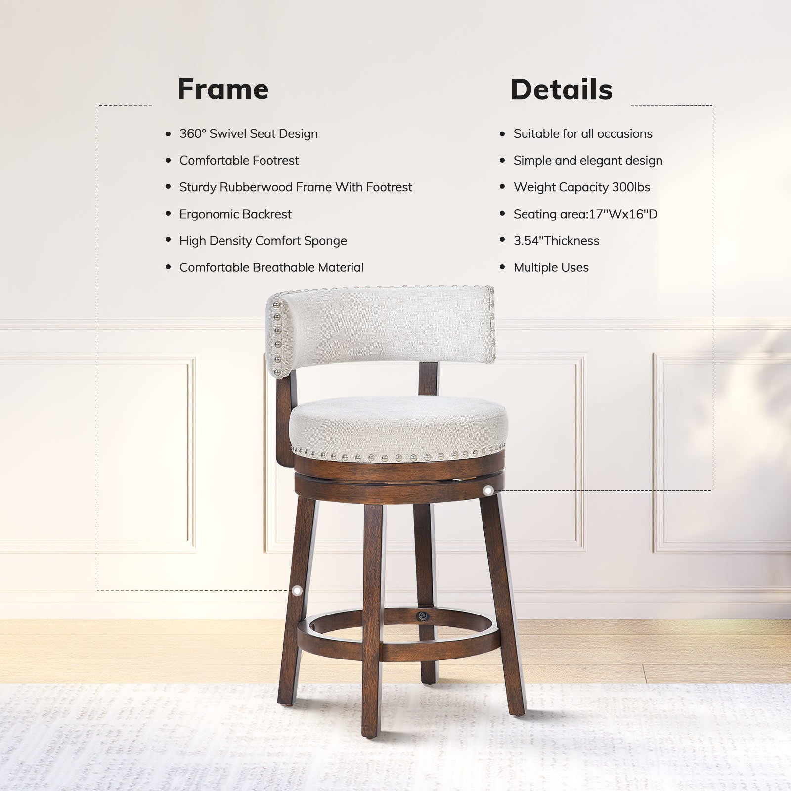 COLAMY RENO Vintage Industrial Dining Chair