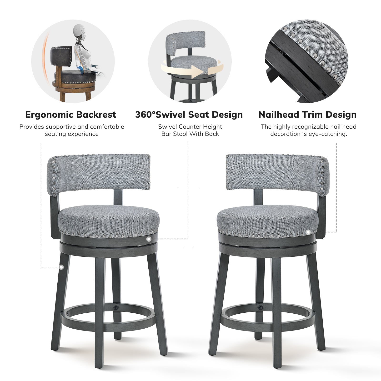 COLAMY RENO Vintage Industrial Dining Chair