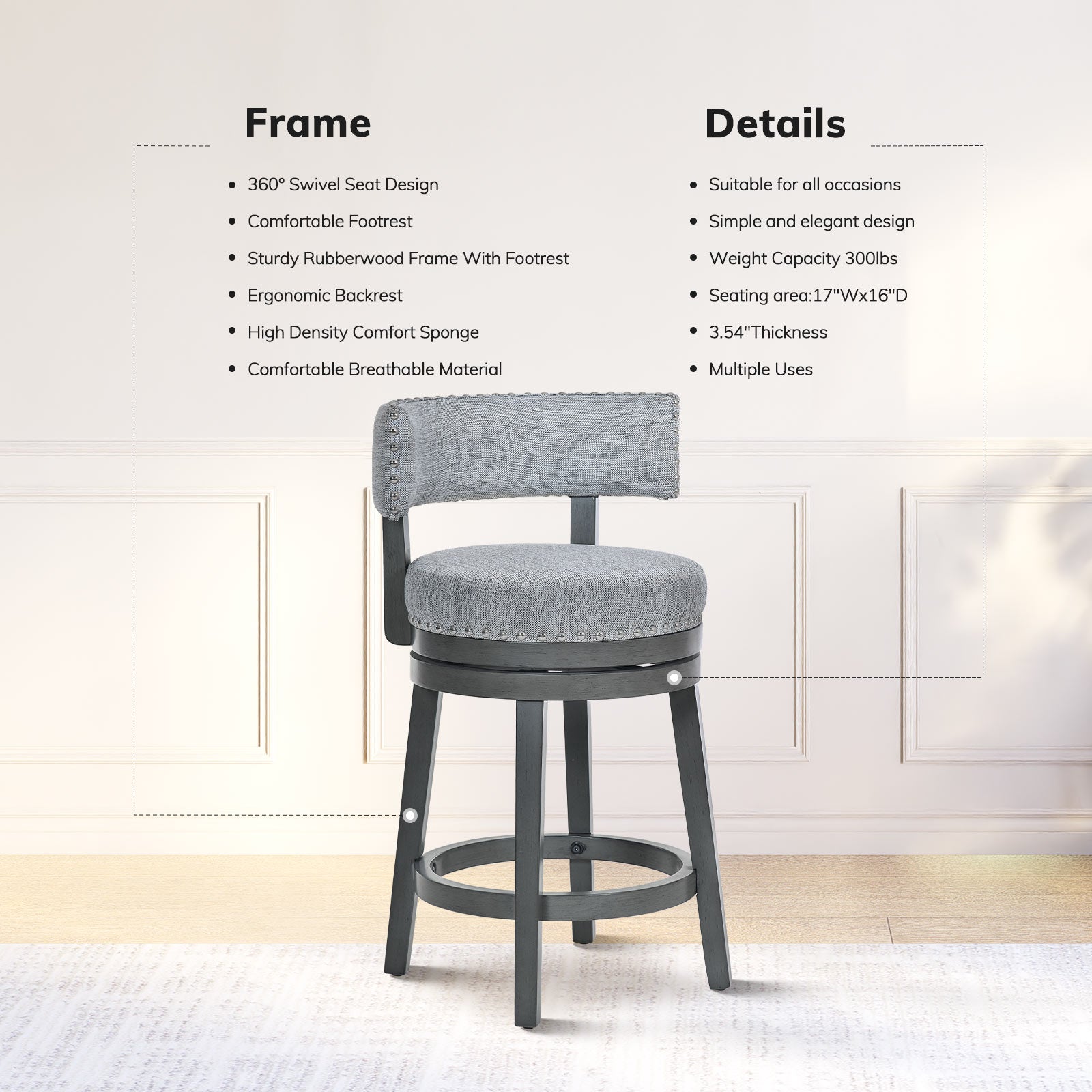 COLAMY RENO Vintage Industrial Dining Chair