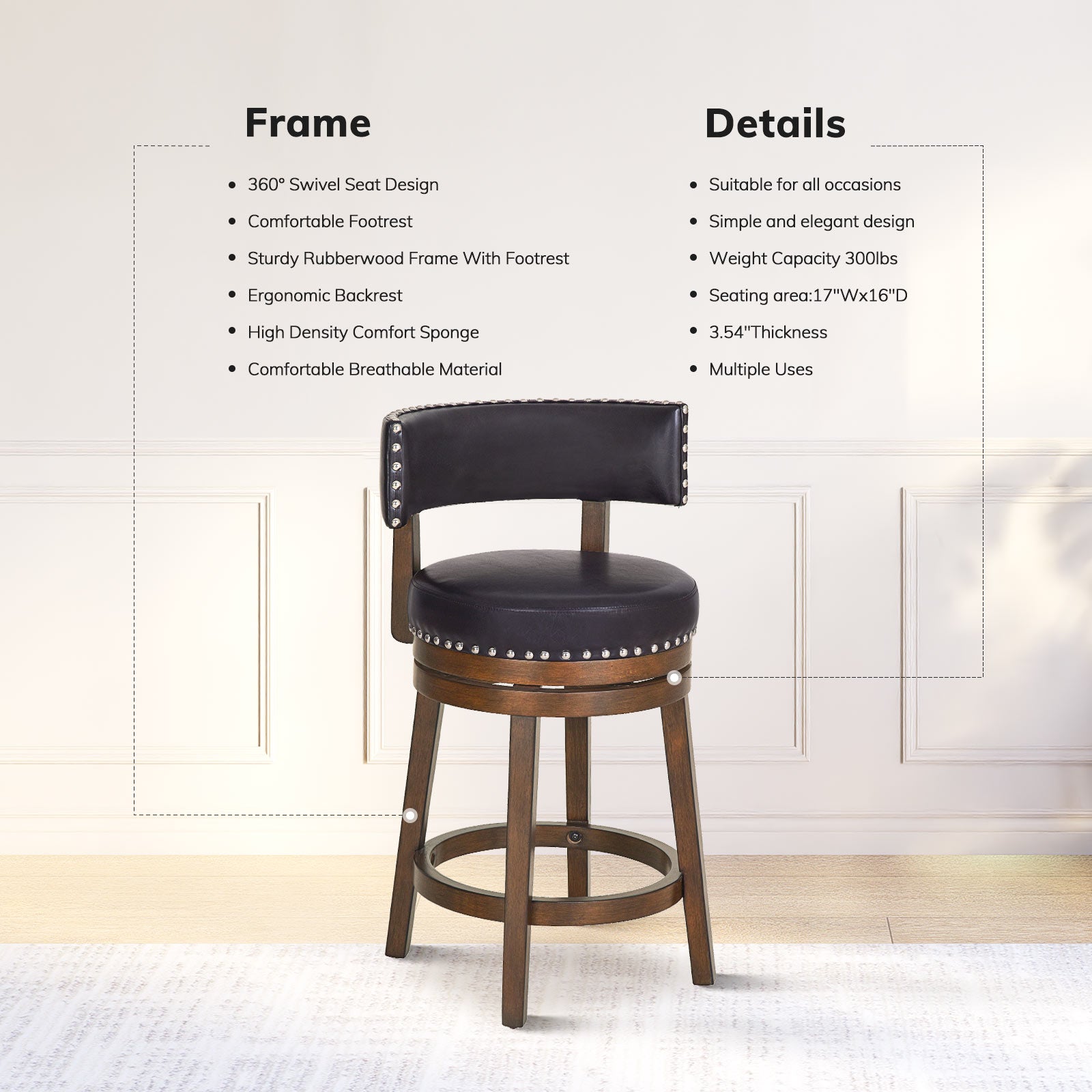COLAMY RENO Vintage Industrial Dining Chair