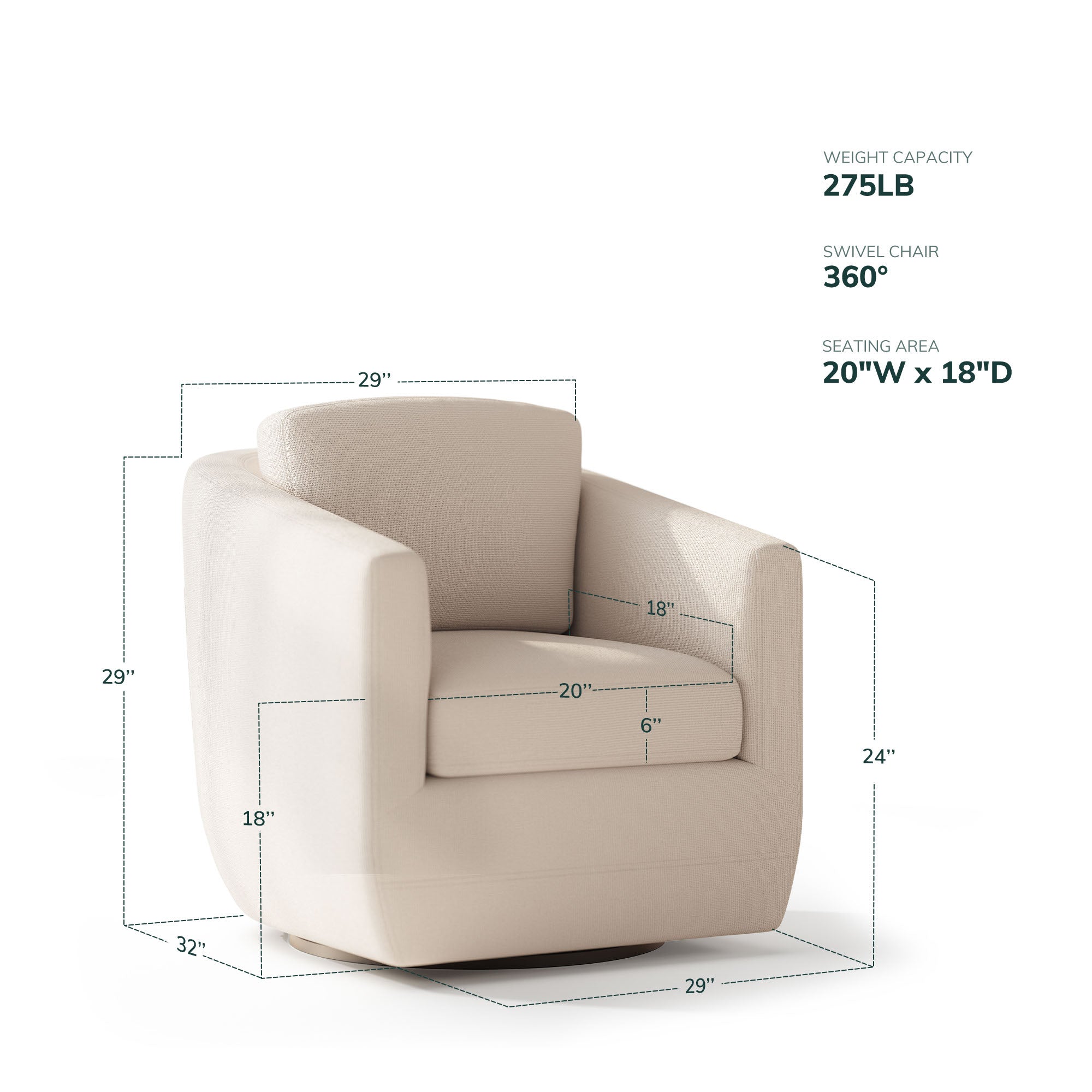 COLAMY REVA Modern Swivel Accent Chair