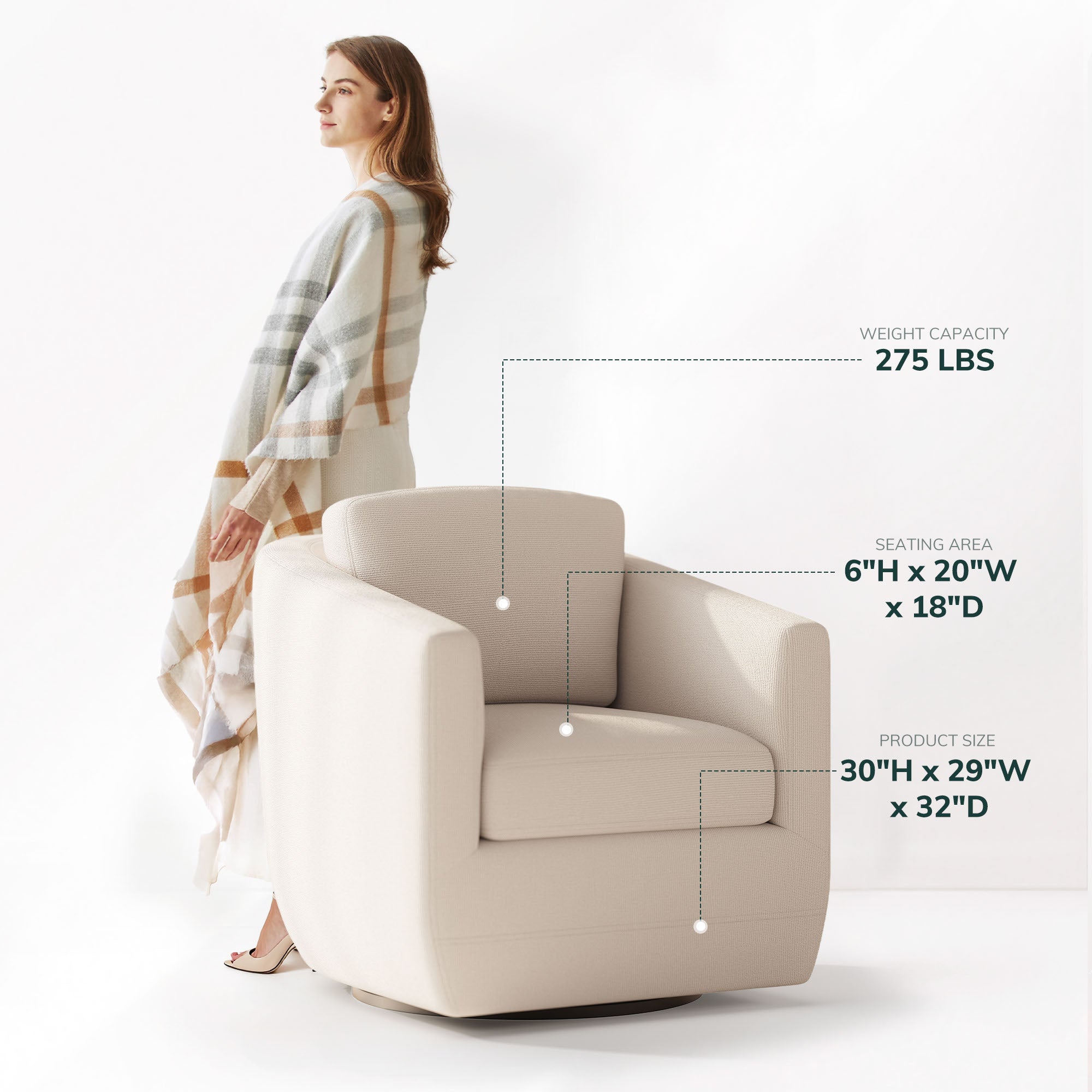 COLAMY REVA Modern Swivel Accent Chair