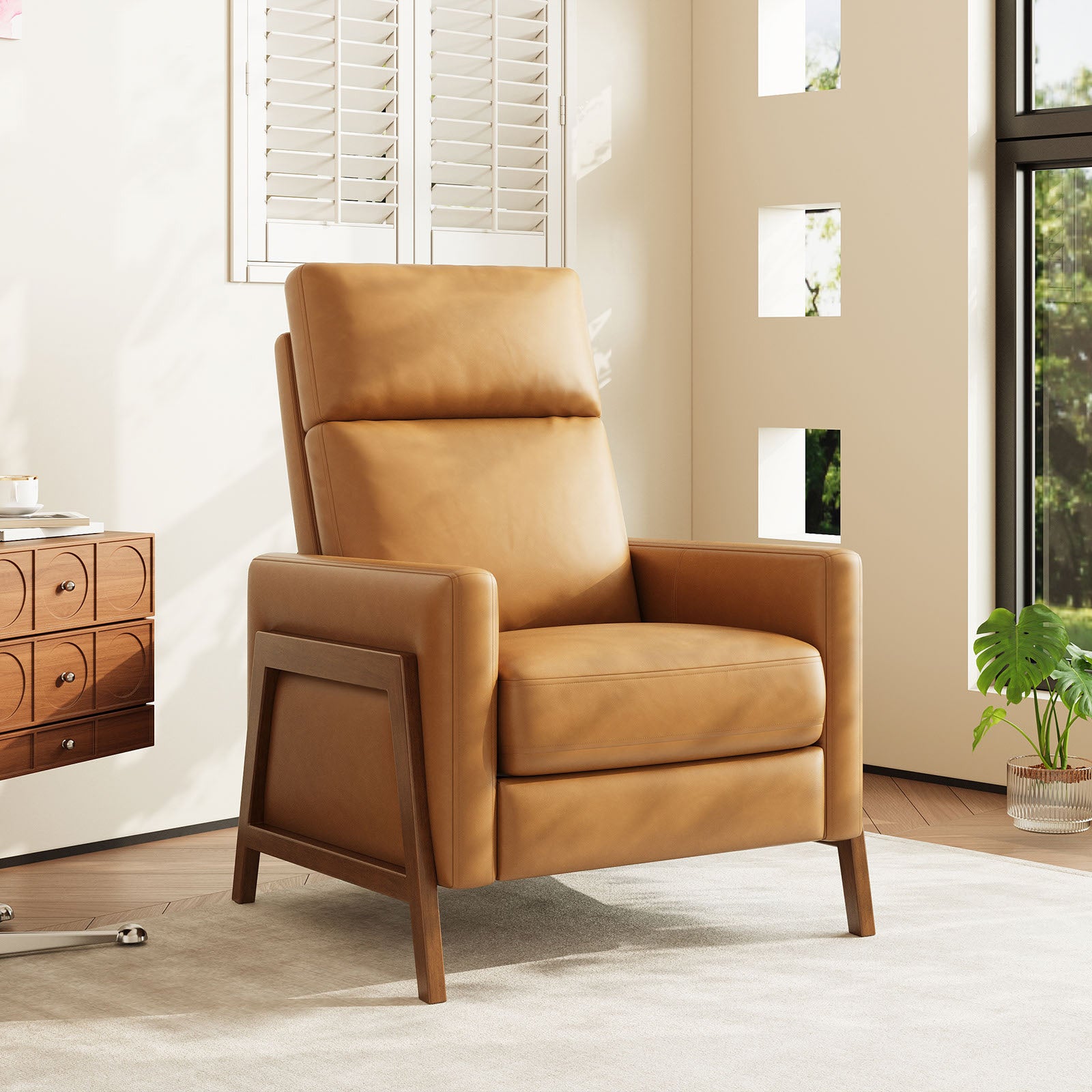 COLAMY RONIN PU Leather Mid-Century Modern Accent Chair