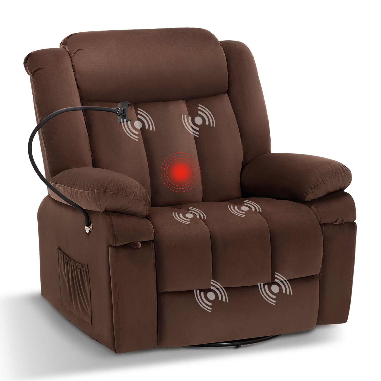 COLAMY Upholstered Recliner with Swiveling and Massaging Function Model.2675