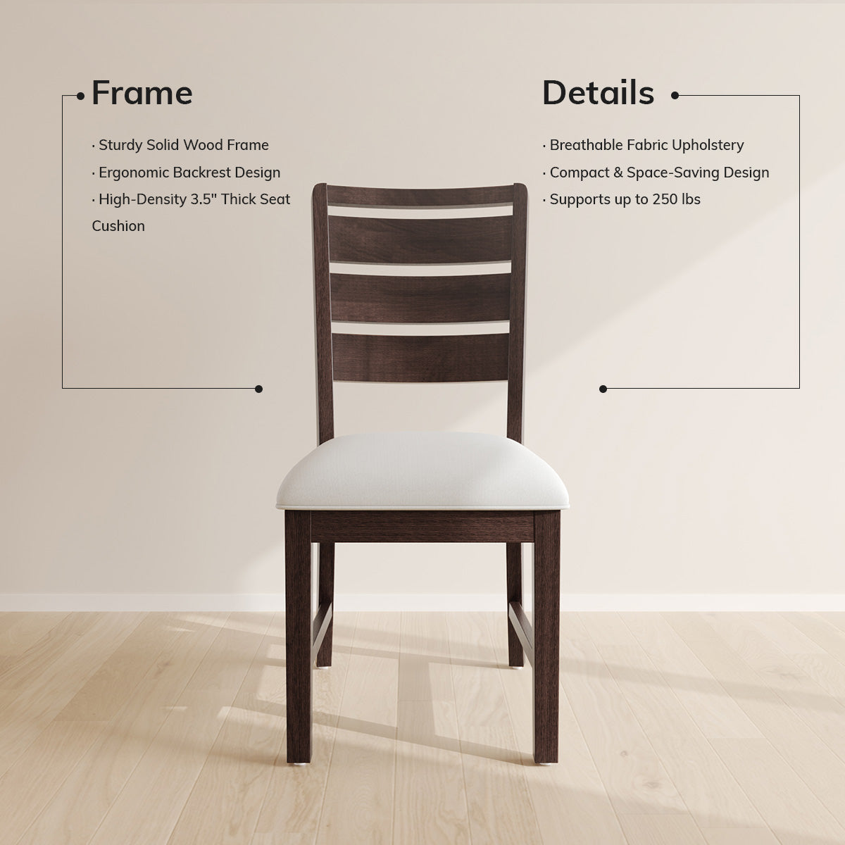 COLAMY SERA Solid Wood Comfort Dining Chair