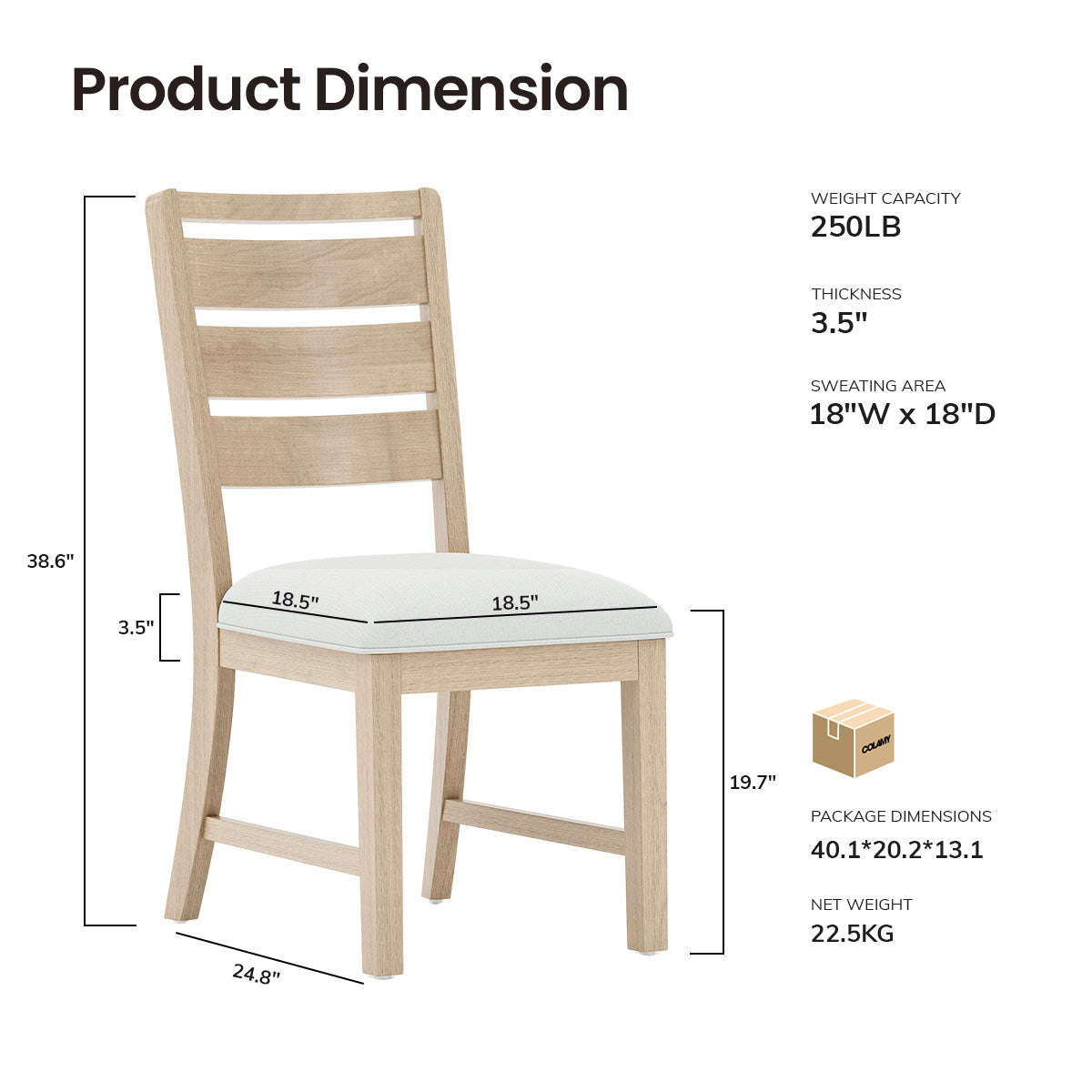 COLAMY SERA Solid Wood Comfort Dining Chair