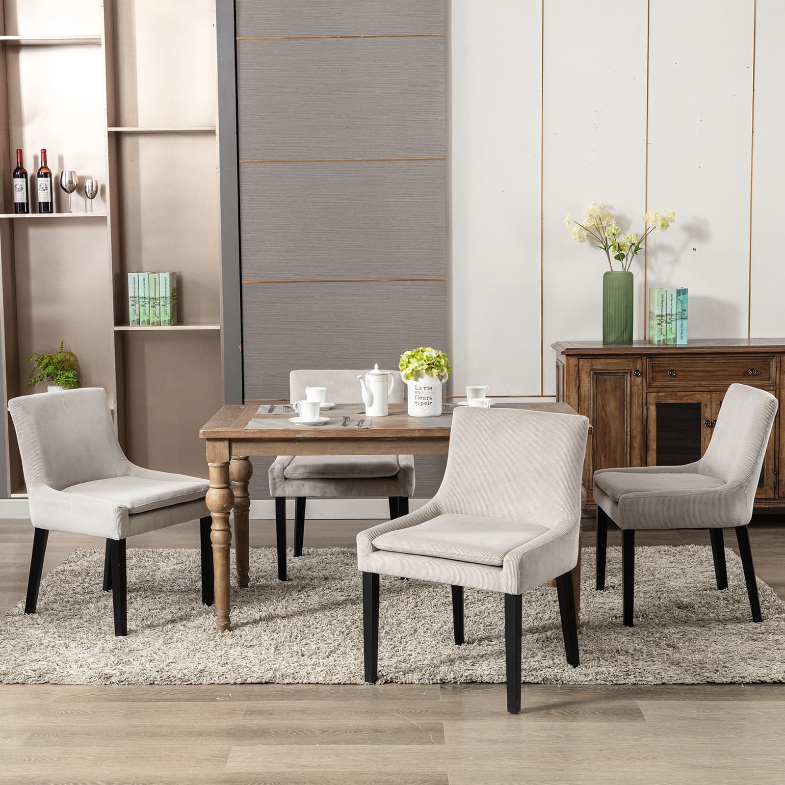 COLAMY Upholstered Corduroy Dining Chair