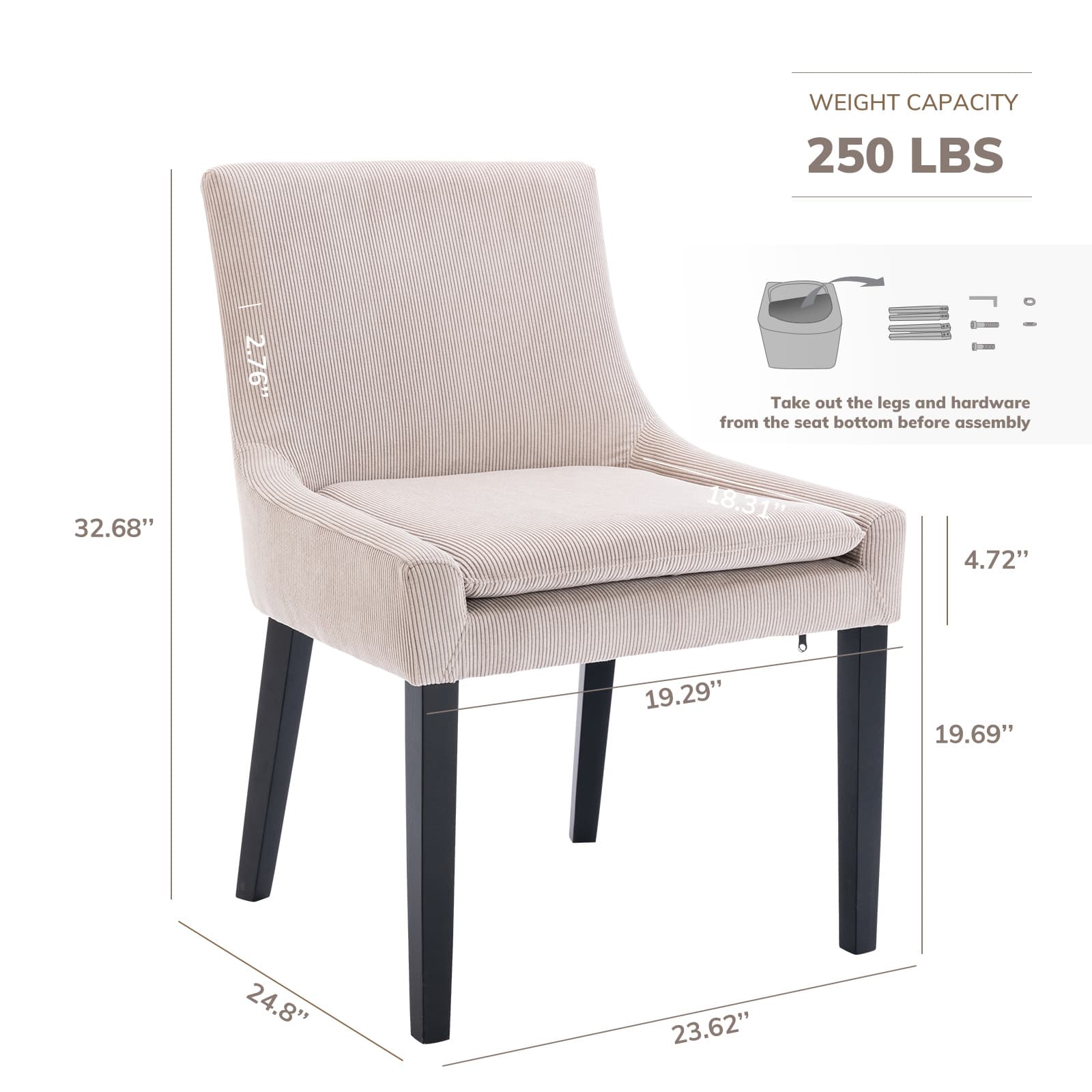 COLAMY Upholstered Corduroy Dining Chair