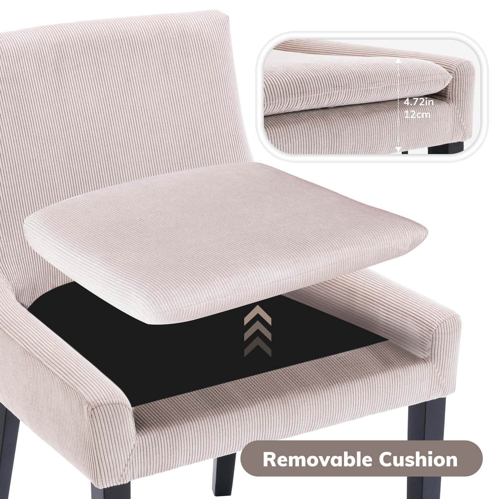 COLAMY Upholstered Corduroy Dining Chair