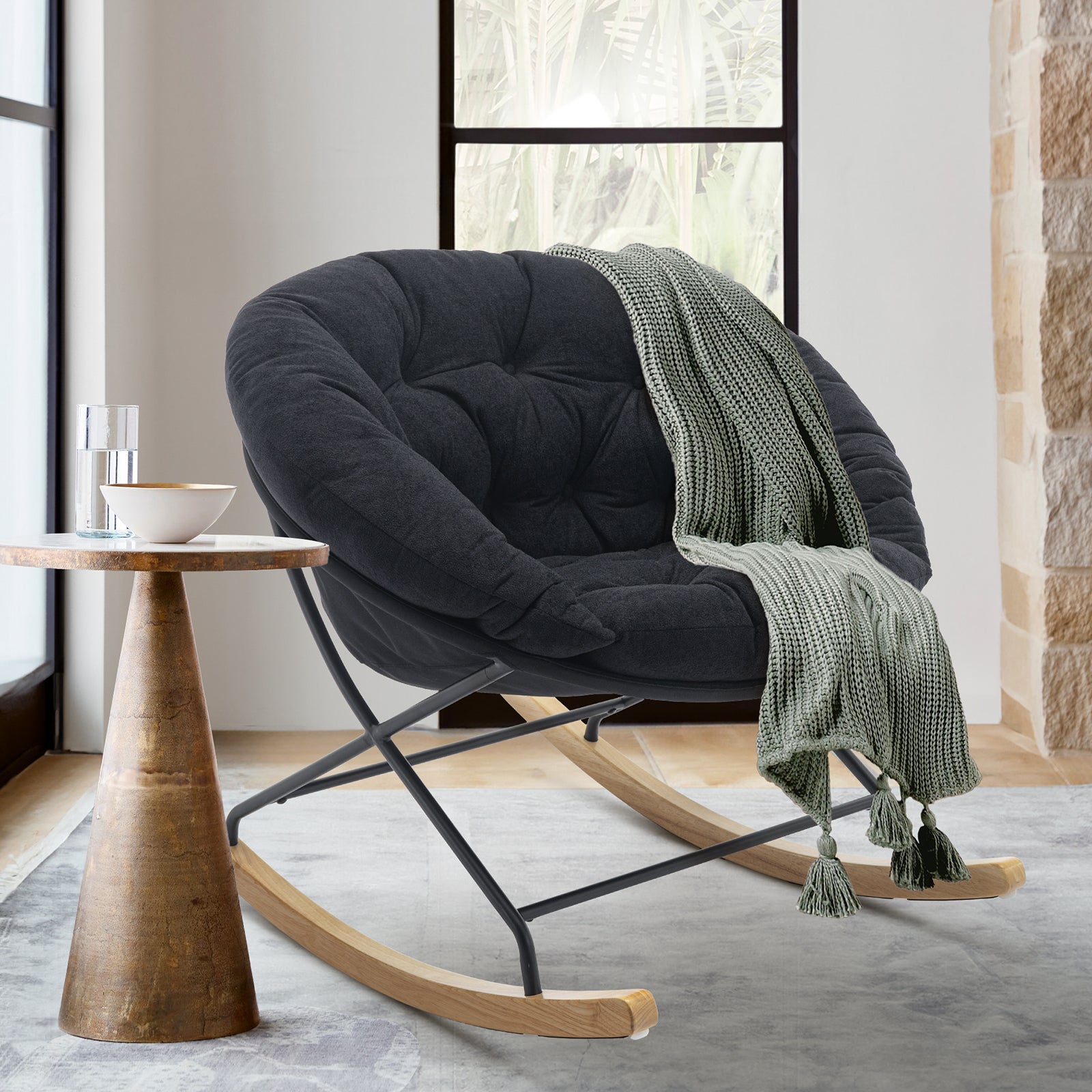 COLAMY Upholstered Rocking Comfy Chair Enjoy Your Leisure Time