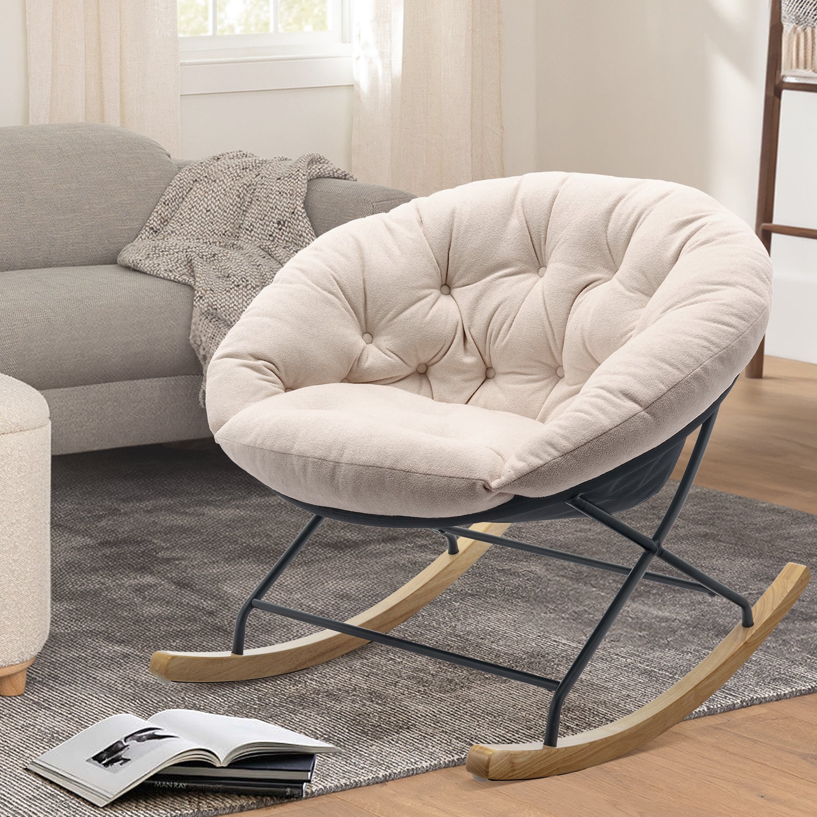 COLAMY Upholstered Rocking Comfy Chair Enjoy Your Leisure Time