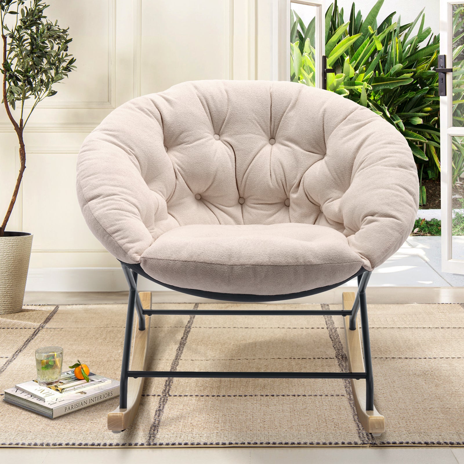 COLAMY Upholstered Rocking Comfy Chair Enjoy Your Leisure Time