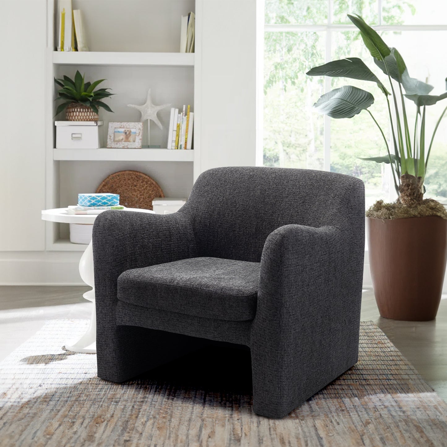 COLAMY Comfy Woolen Fabric Accent Chair Soft Padded Armchair