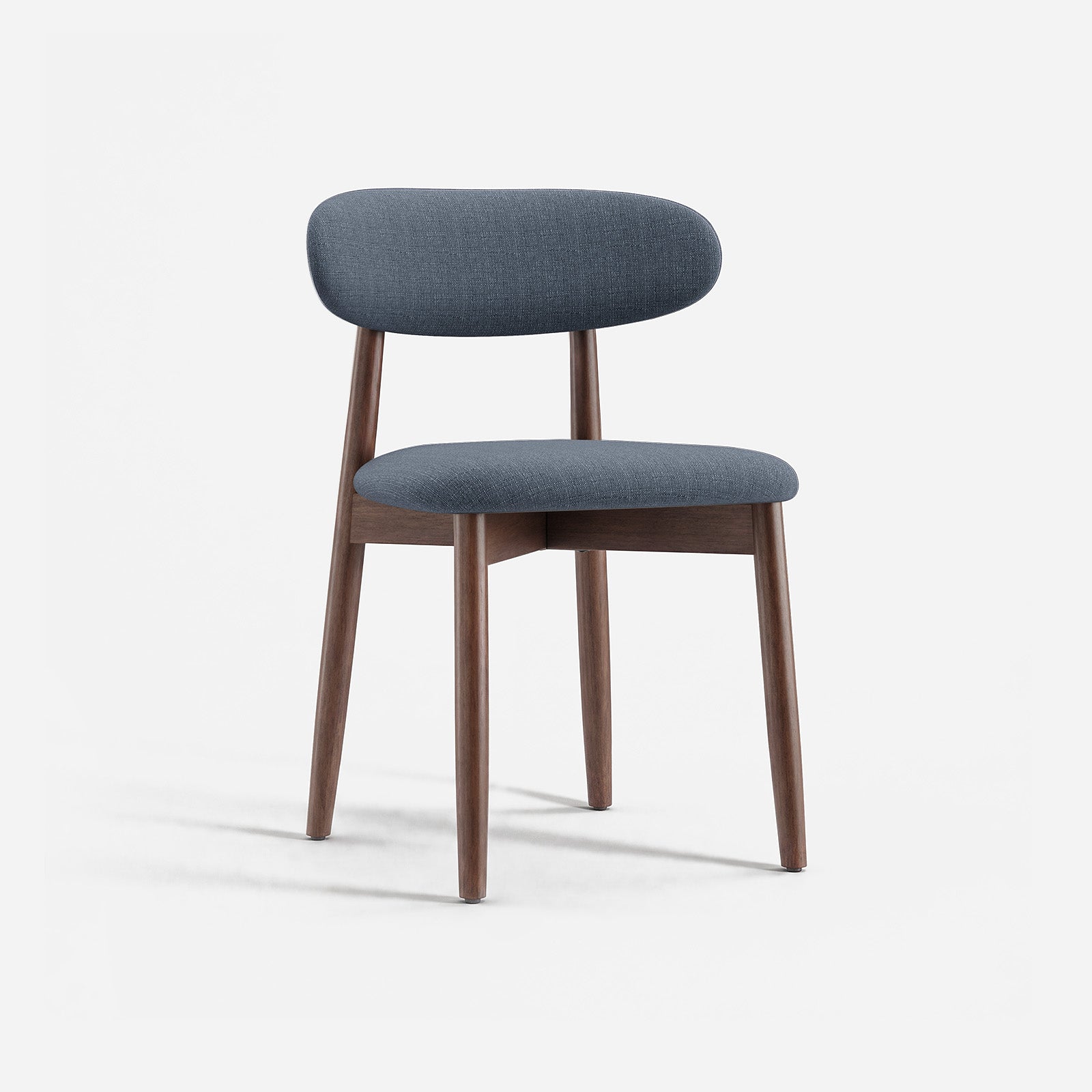 COLAMY mid century modern blue upholstered dining chair with wood frame