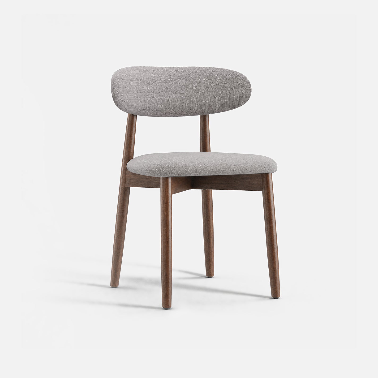 COLAMY mid century modern gray fabric upholstered dining chair with curved backrest and wooden legs