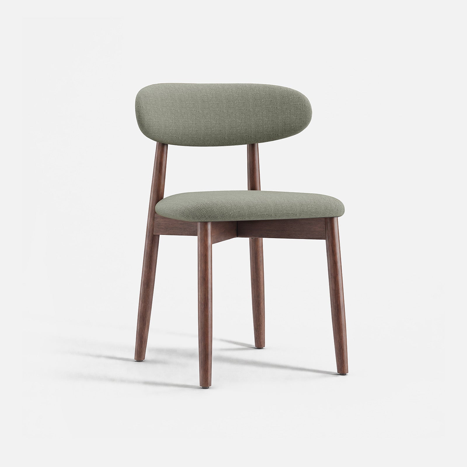 COLAMY mid century modern green upholstered dining chair with wood frame