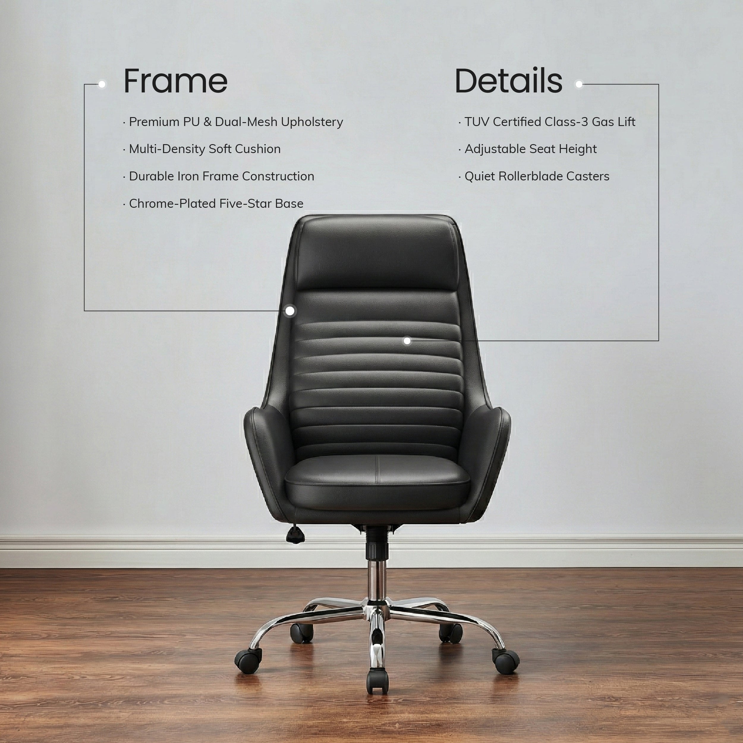 Colamy ELLIS Study & Home Office Swivel Chair with Casters