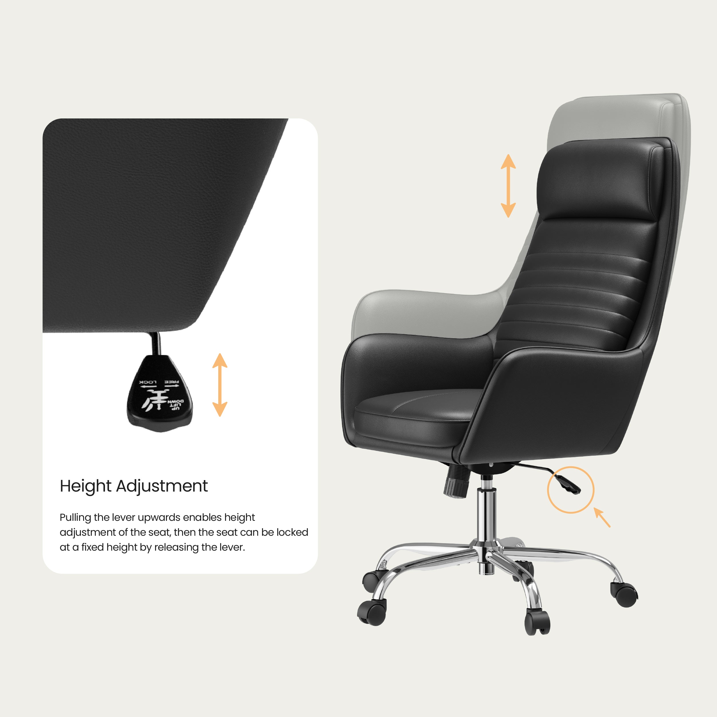 Colamy ELLIS Study & Home Office Swivel Chair with Casters