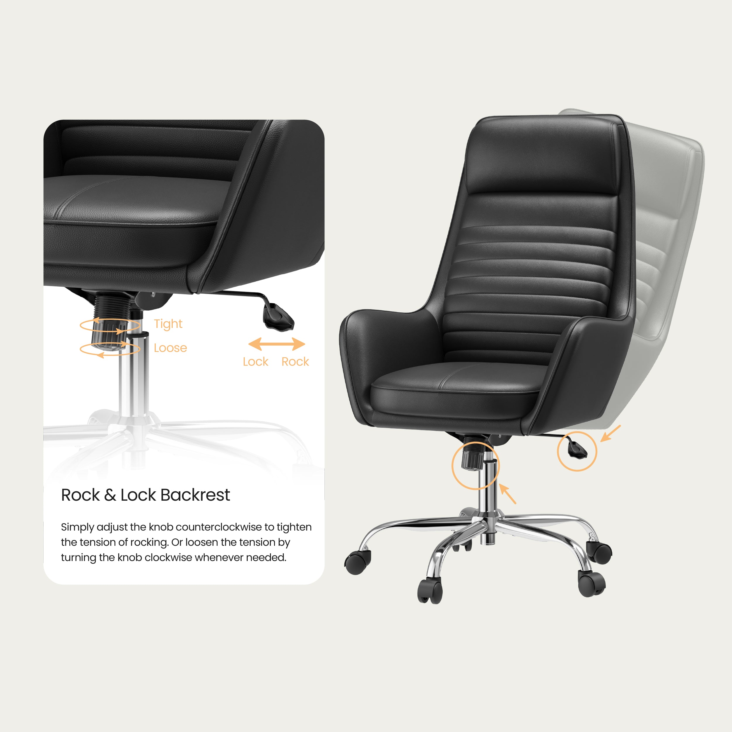 Colamy ELLIS Study & Home Office Swivel Chair with Casters