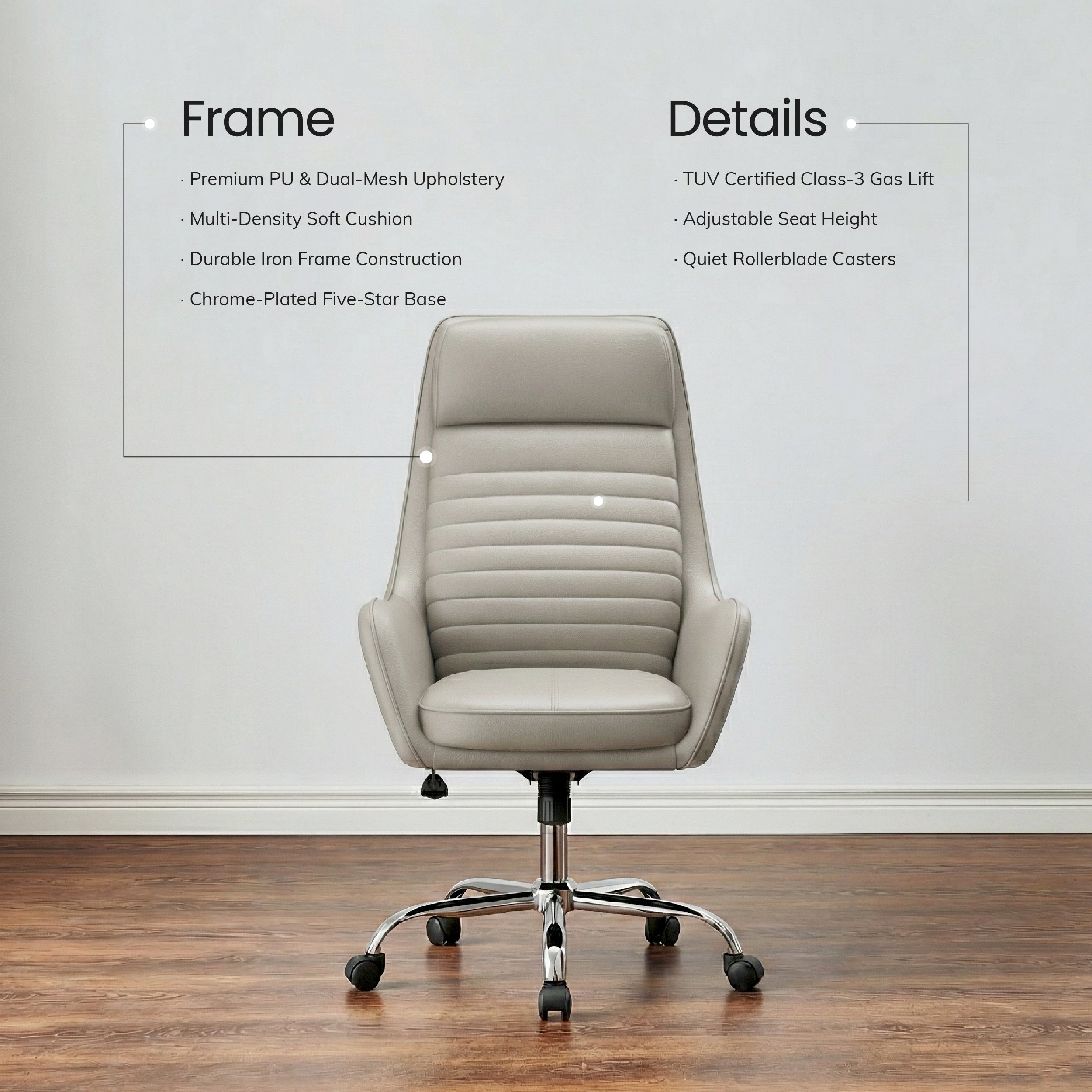 Colamy ELLIS Study & Home Office Swivel Chair with Casters