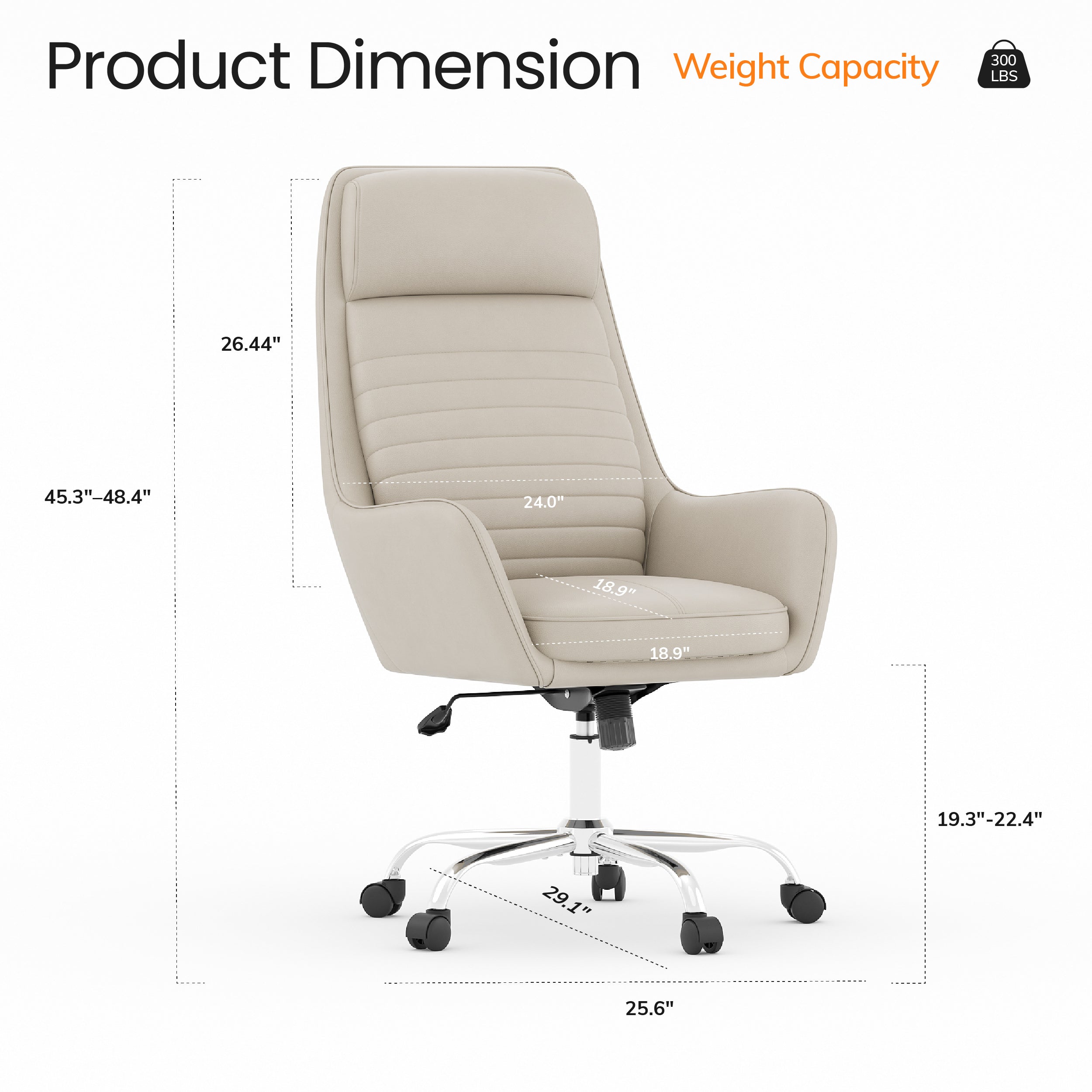 Colamy ELLIS Study & Home Office Swivel Chair with Casters