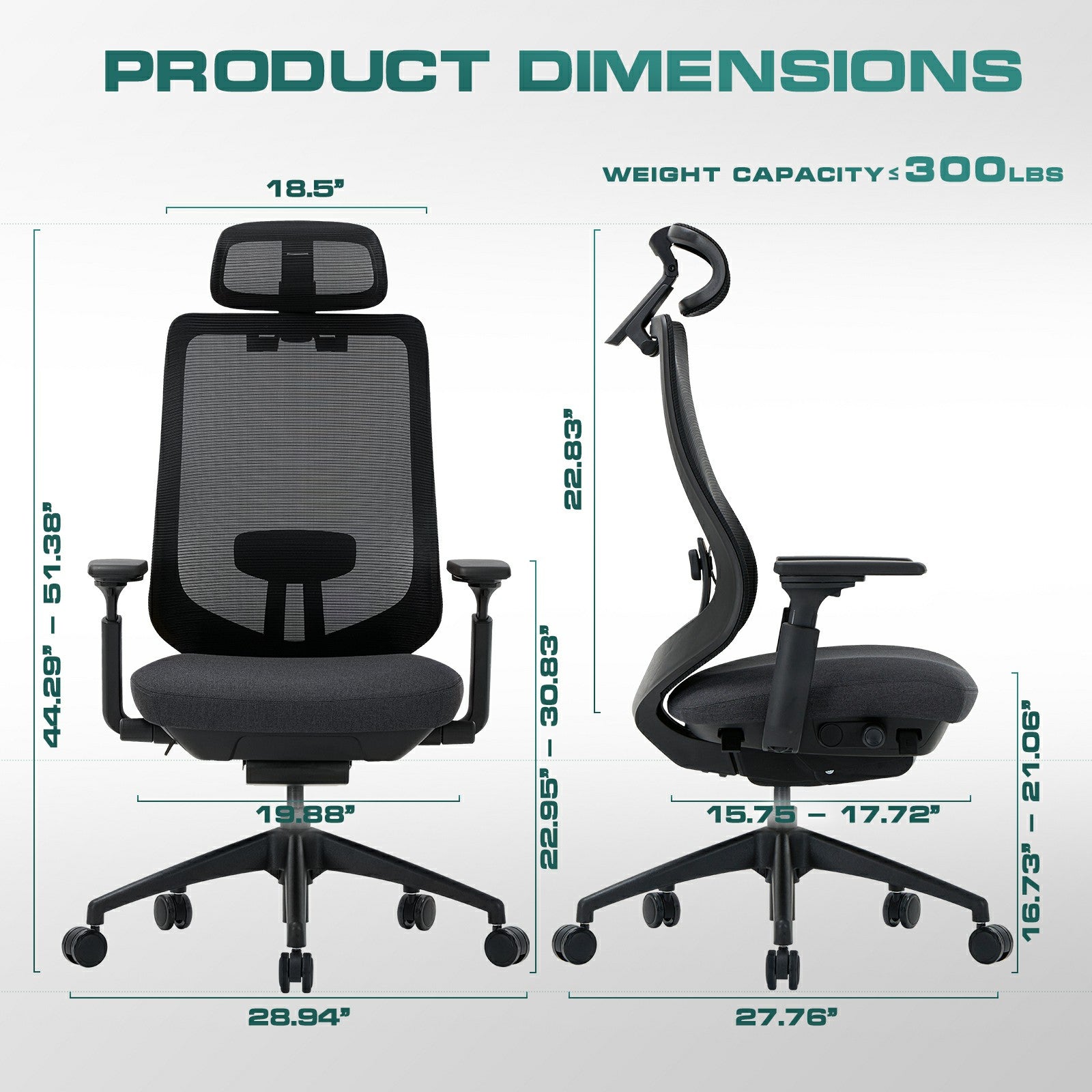COLAMY ATLAS-01 Ergonomic Mesh Office Chair Cap.300lbs