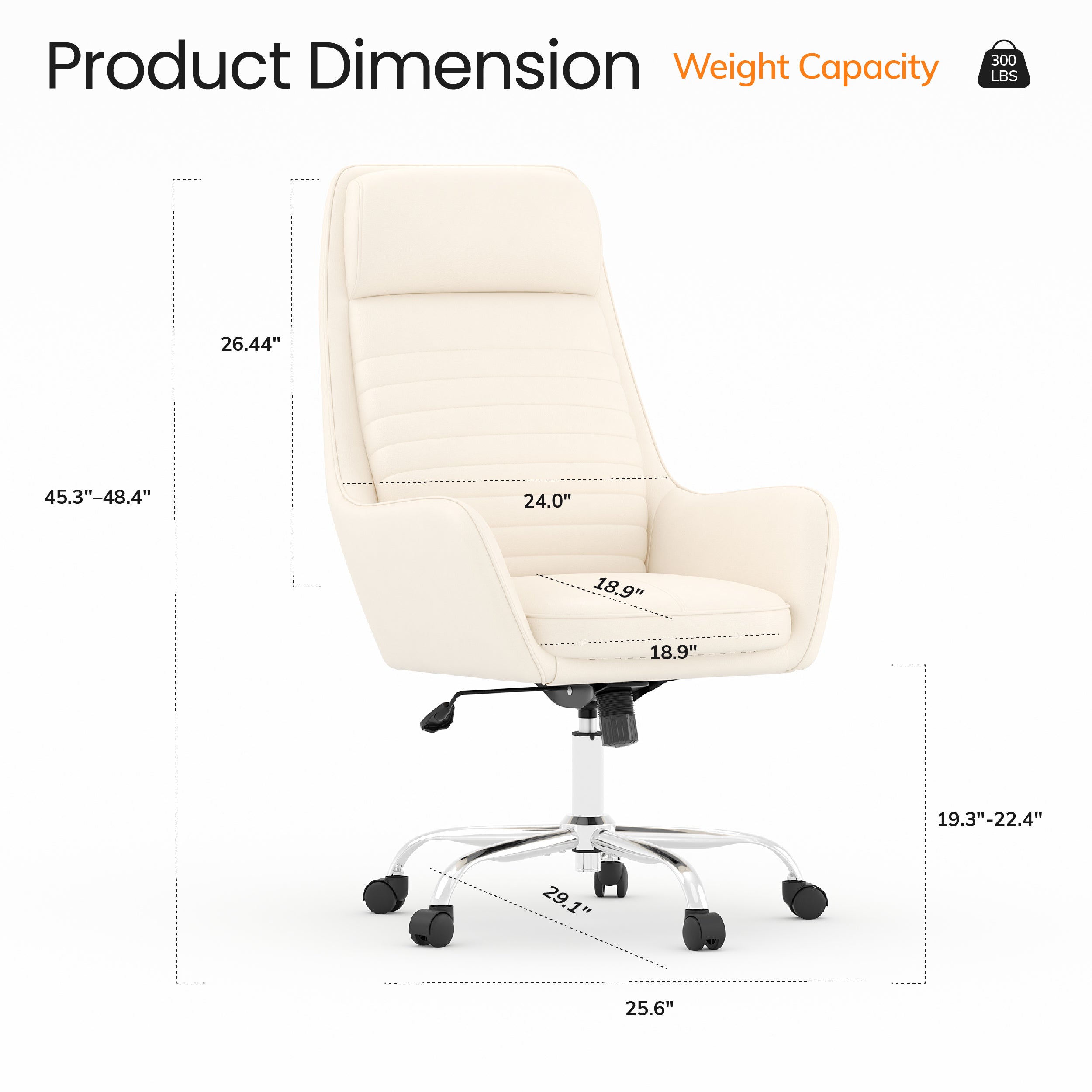 Colamy ELLIS Study & Home Office Swivel Chair with Casters