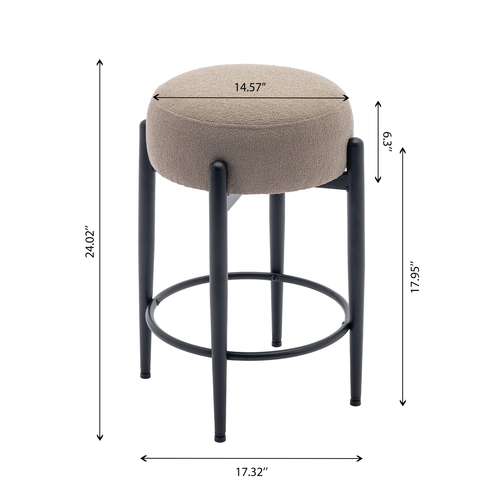 COLAMY Round Backless Seat Bar Stool