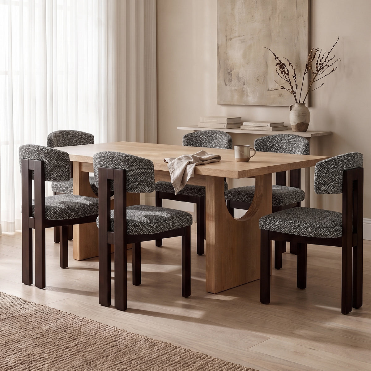 COLAMY HALO 72" Dining Table with HALO Wood Dining Chairs Set for 4-6