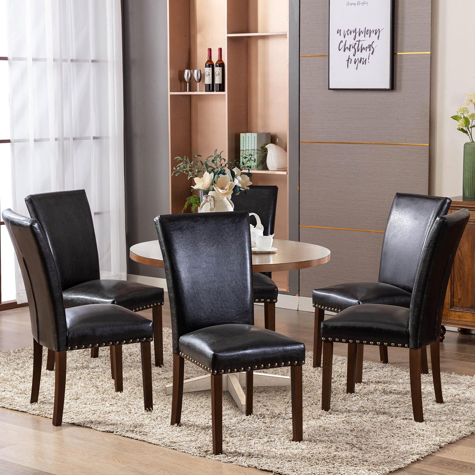 COLAMY Nailhead Trim Parsons Dining Chair