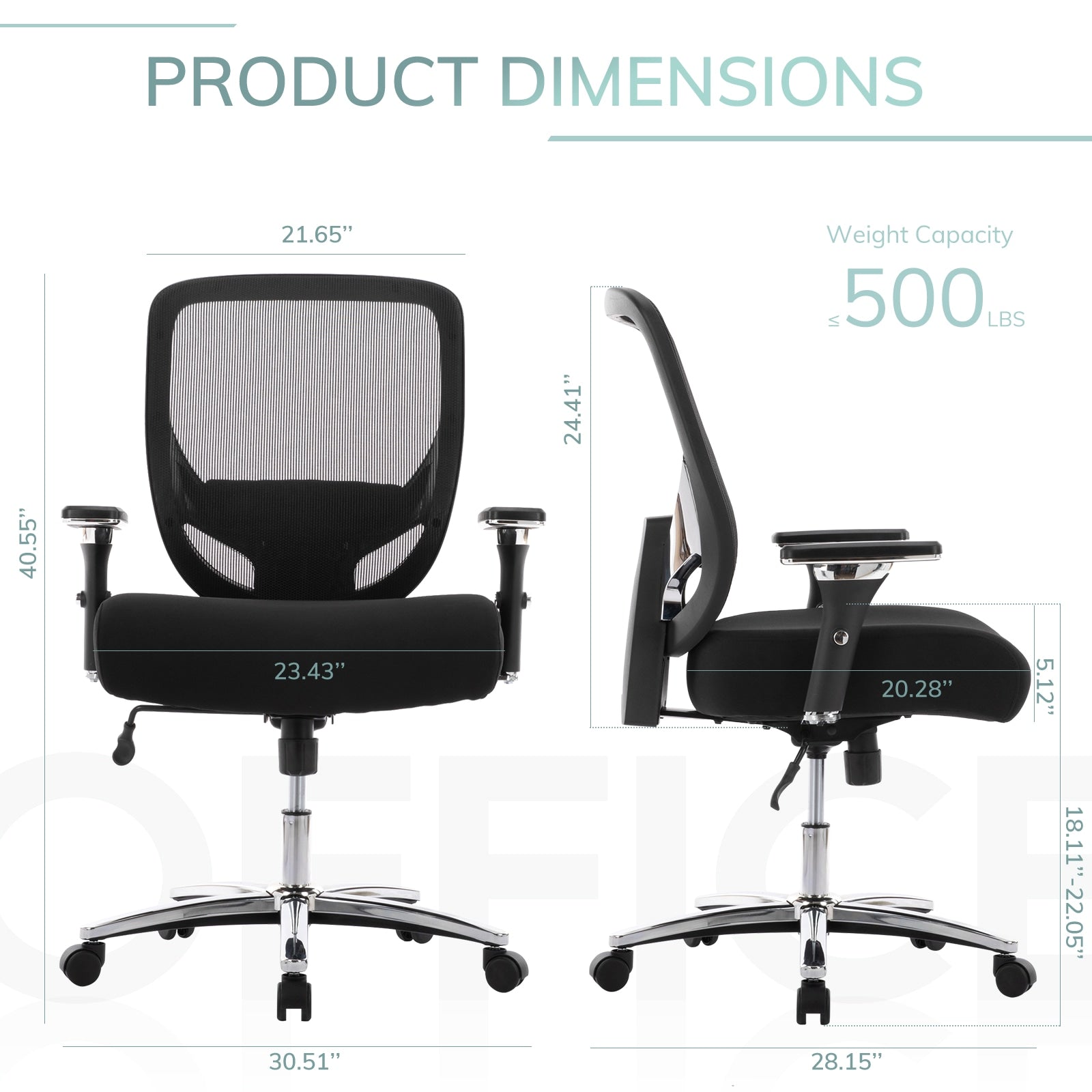 COLAMY Executive 500lbs Mesh Office Chair Ergonomic Desk Chair Model.3088