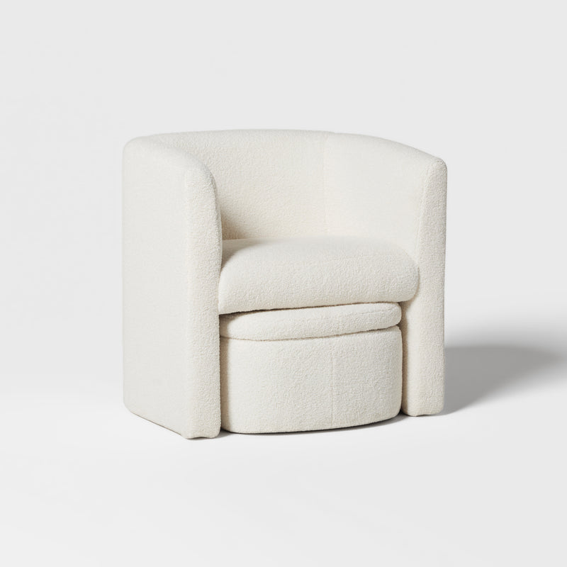 COLAMY NUIA Accent Barrel Chair with Storage Ottoman Set