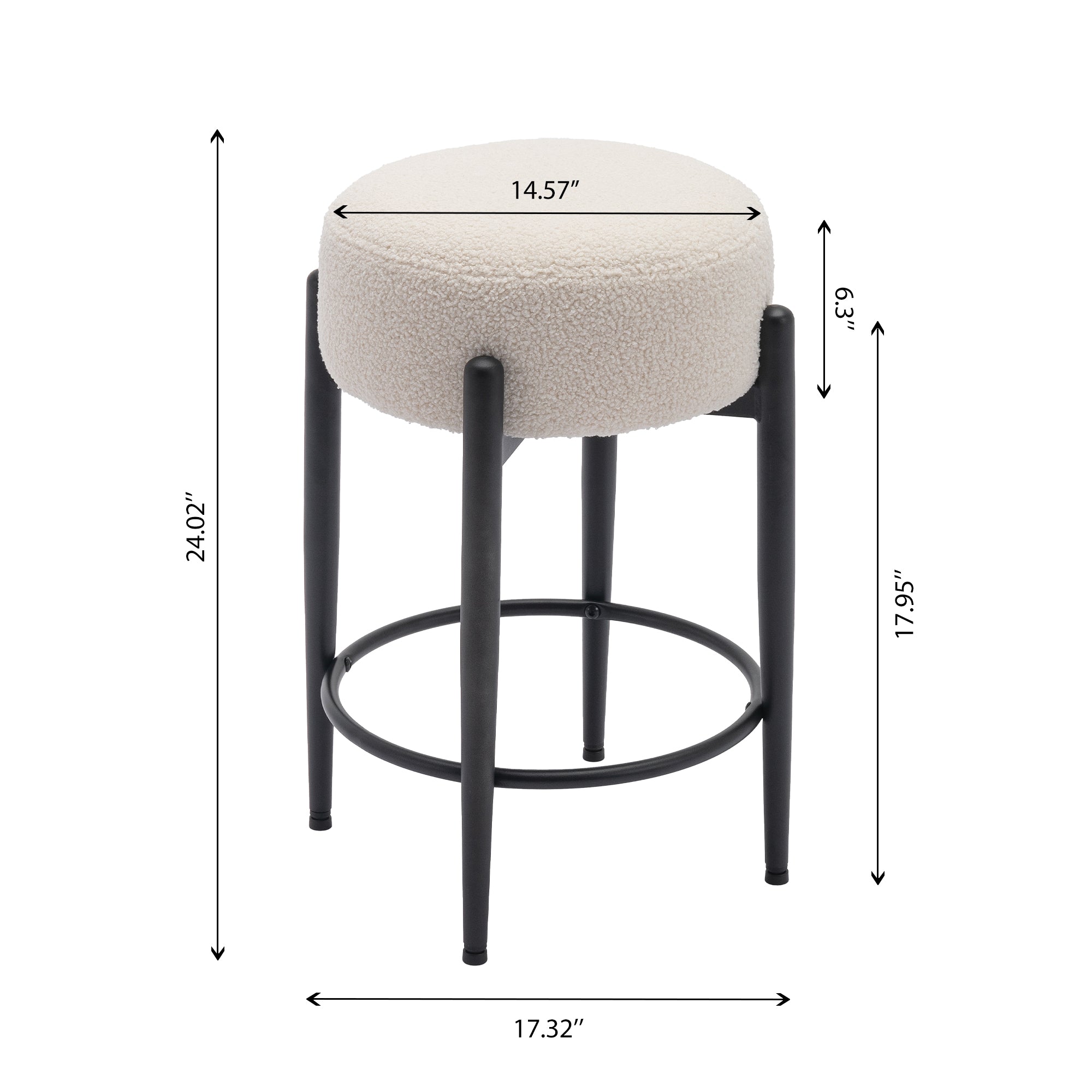 COLAMY Round Backless Seat Bar Stool