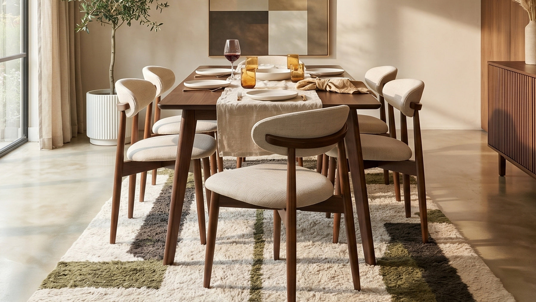 COLAMY NOYA Mid-Century Modern Upholstered Dining Chair