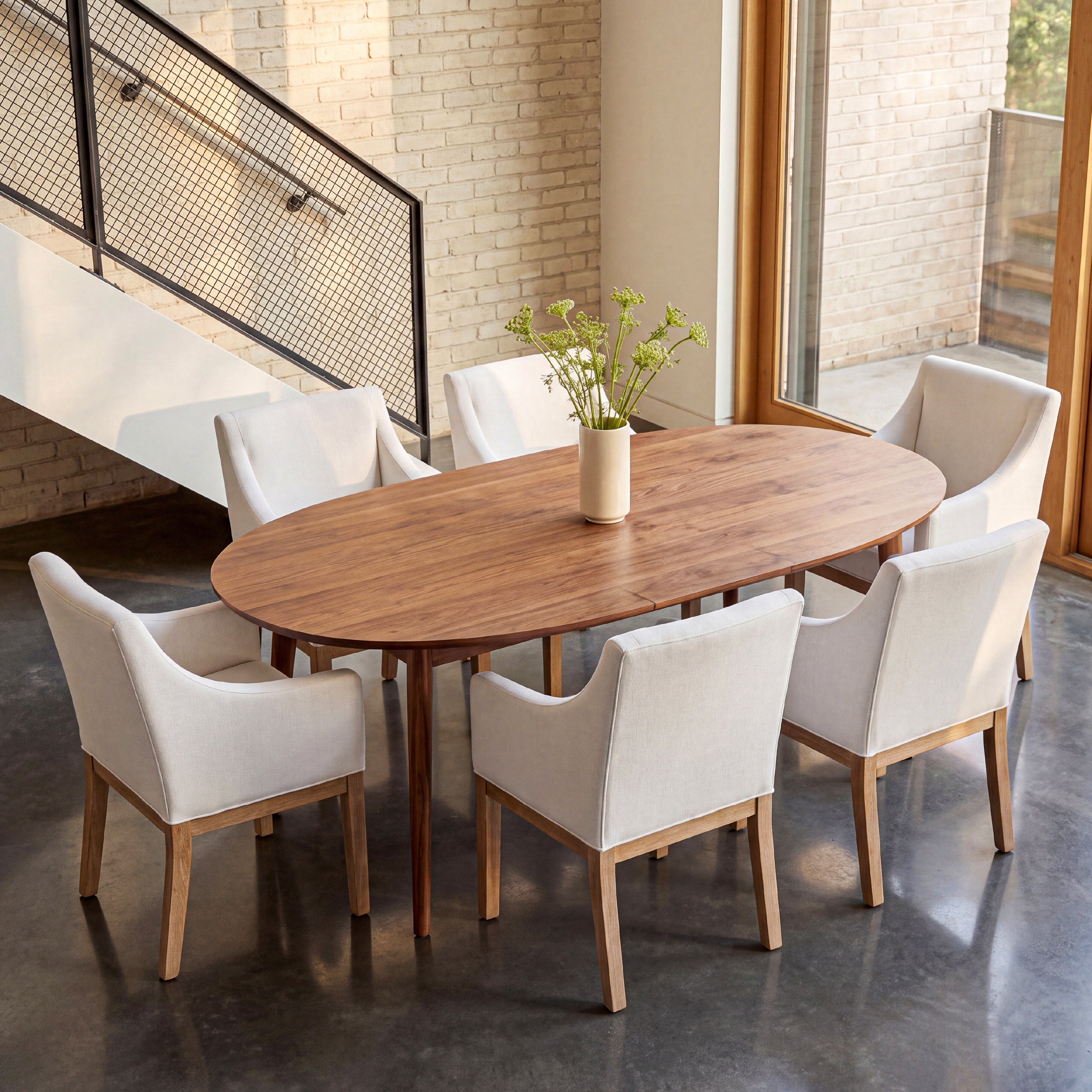 COLAMY ELVIA Upholstered Dining Chair with Arms – Solid Wood Frame