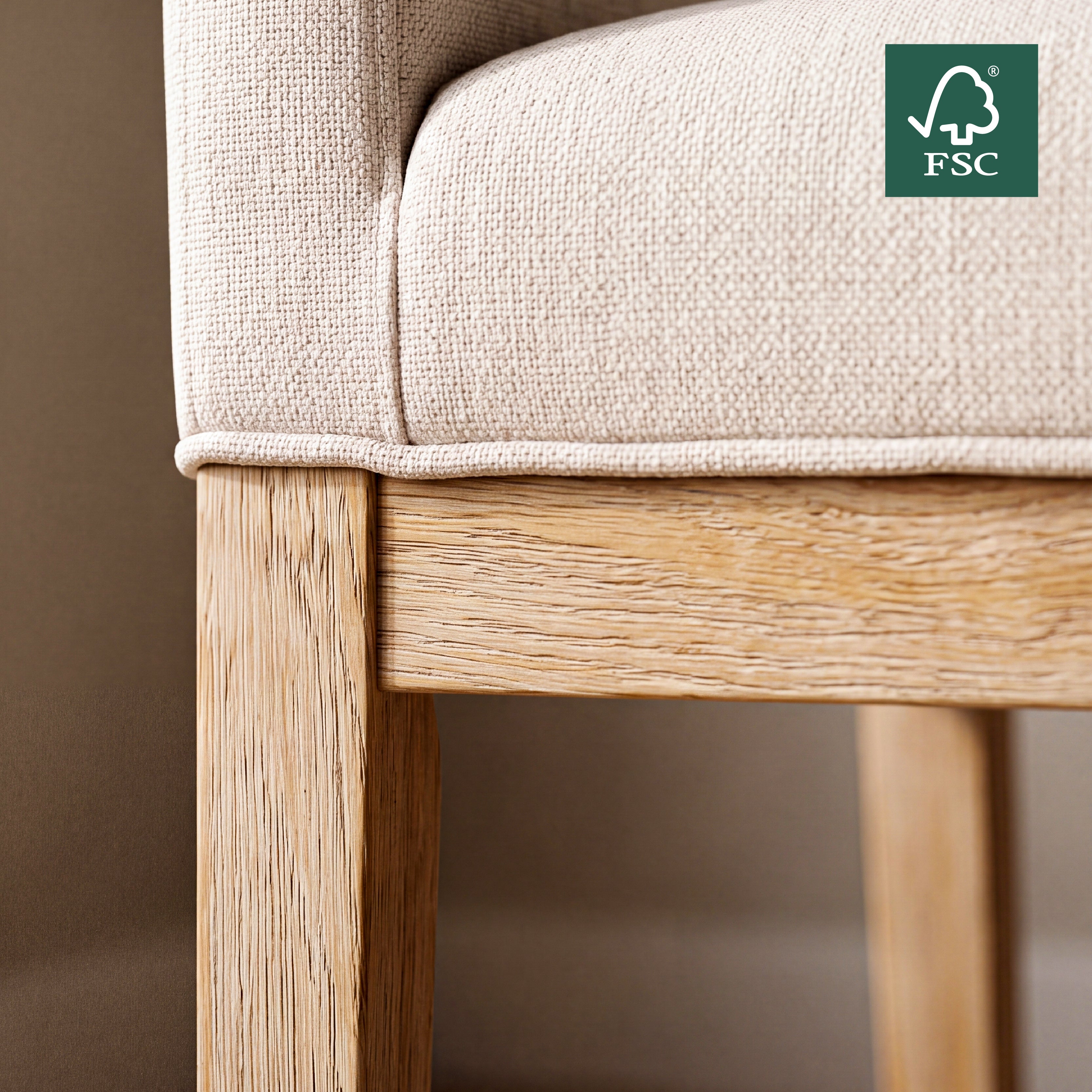 COLAMY ELVIA Upholstered Dining Chair with Arms – Solid Wood Frame