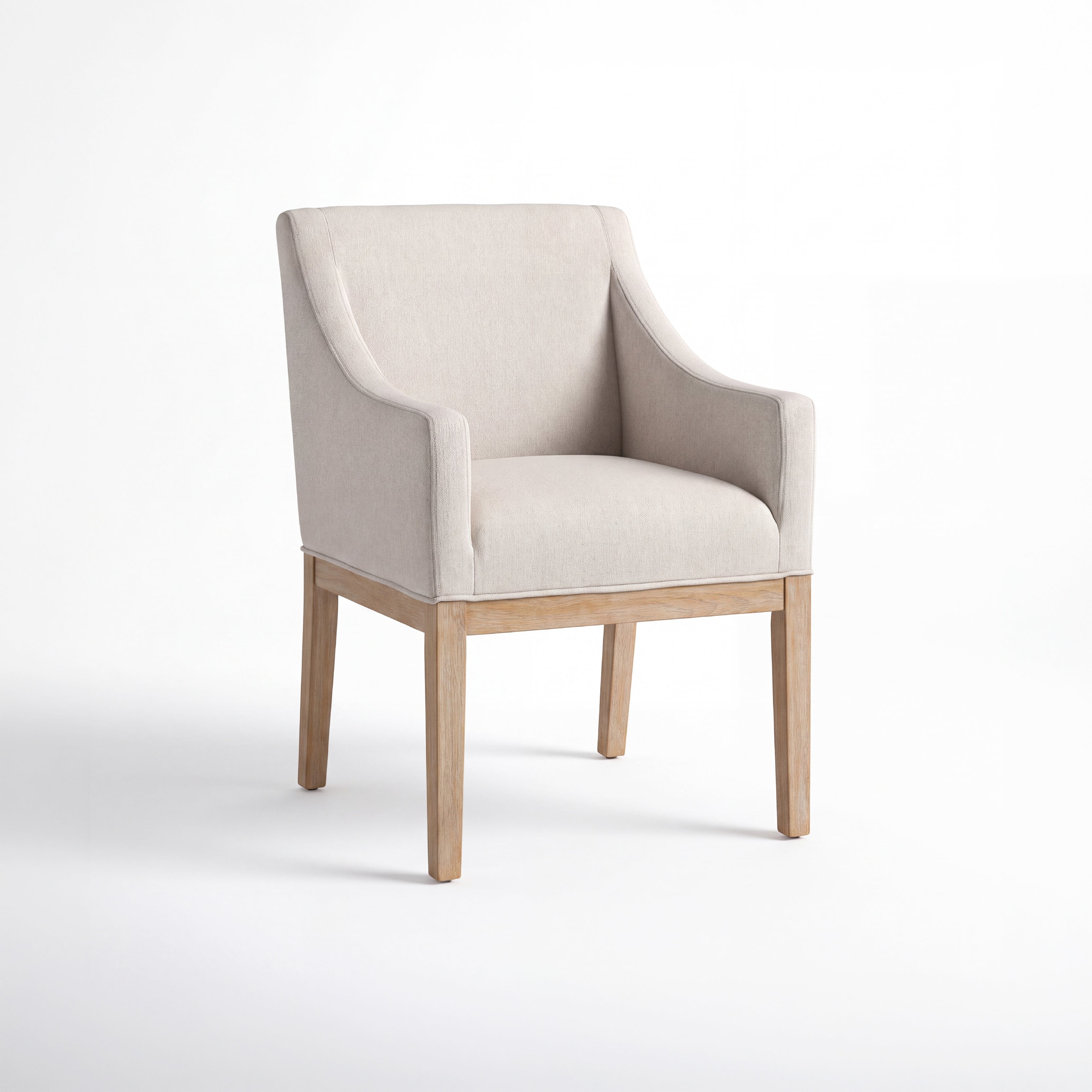 COLAMY ELVIA Upholstered Dining Chair with Arms – Solid Wood Frame