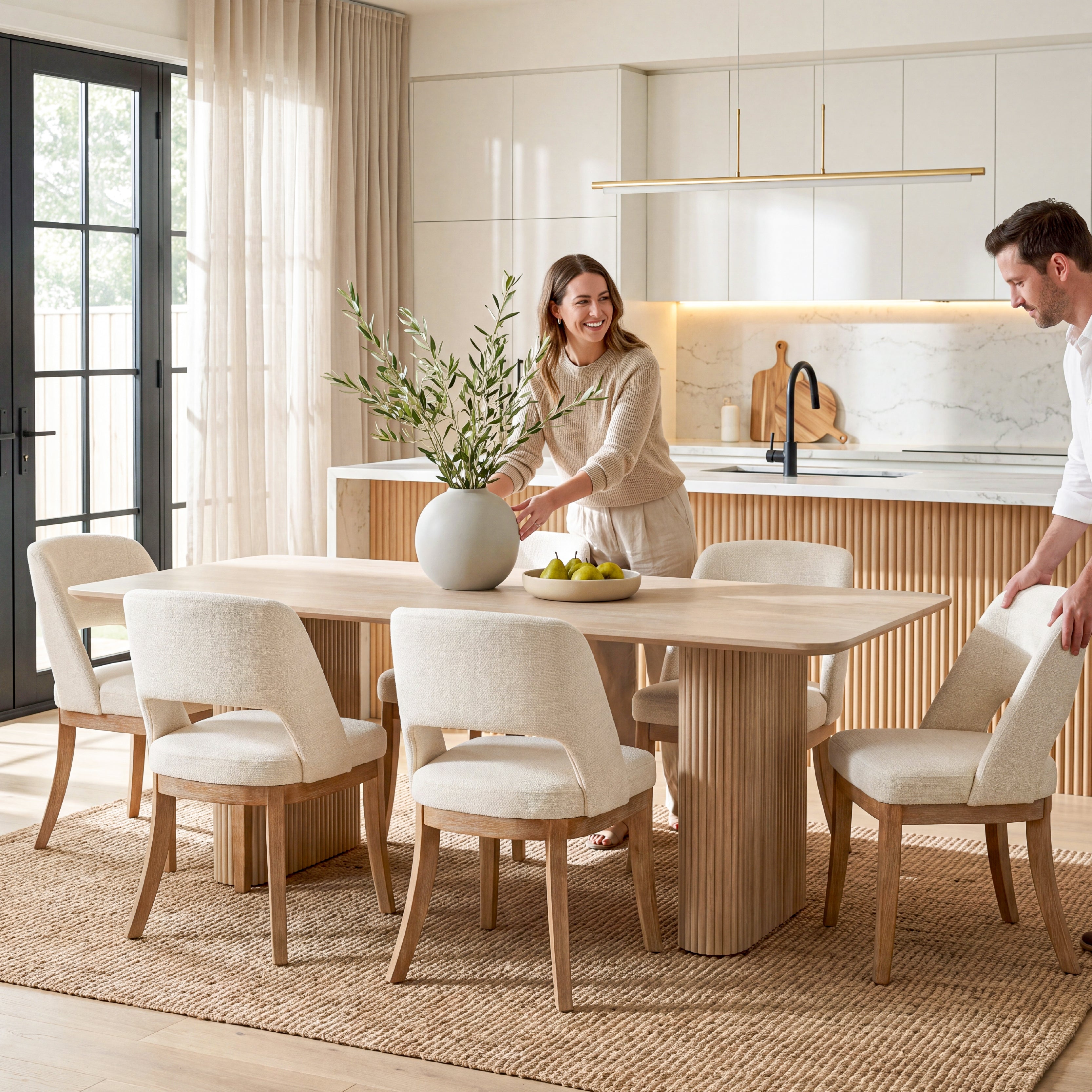 COLAMY ELVIA Upholstered Dining Chairs Set of 2 – Open Back Design