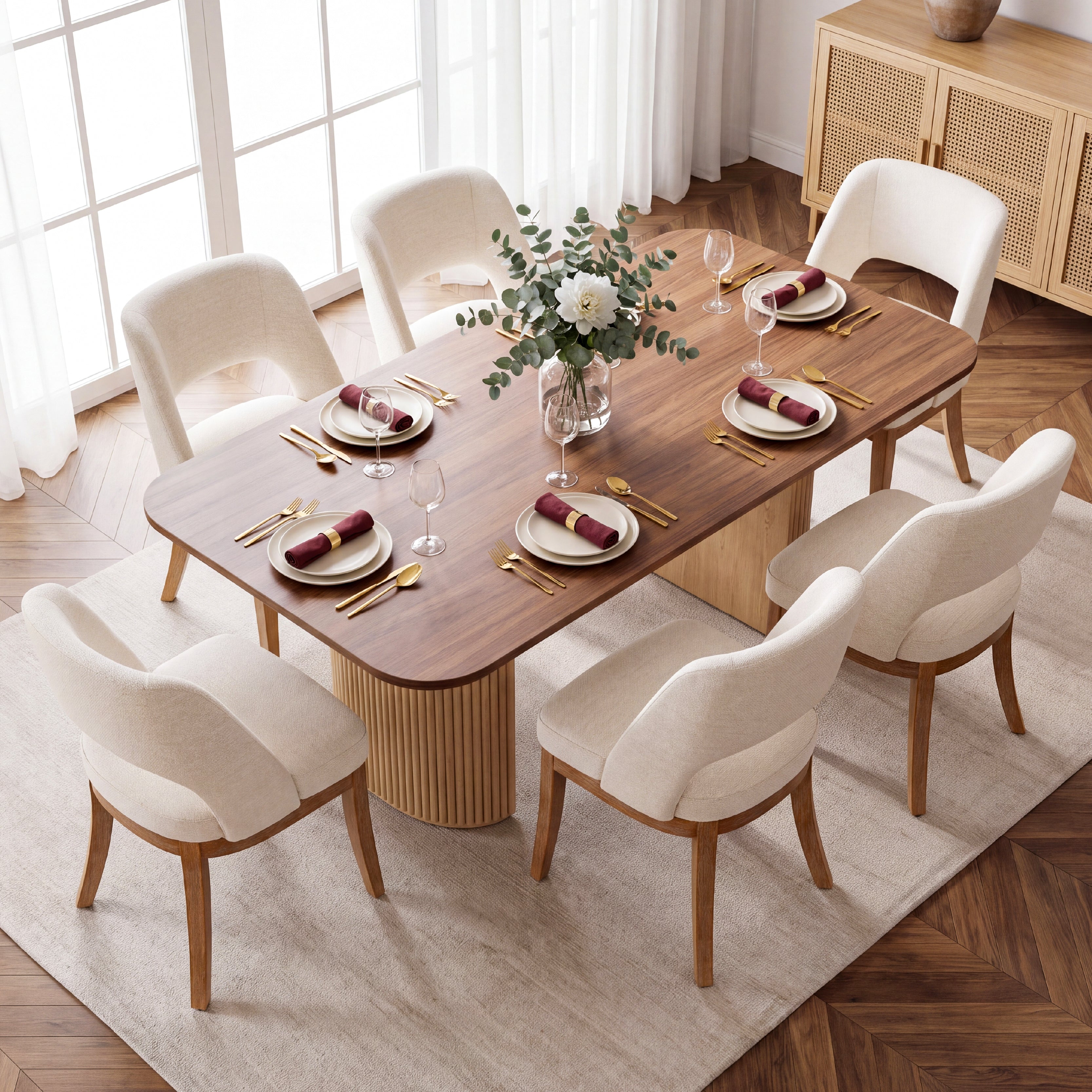 COLAMY ELVIA Upholstered Dining Chairs Set of 2 – Open Back Design