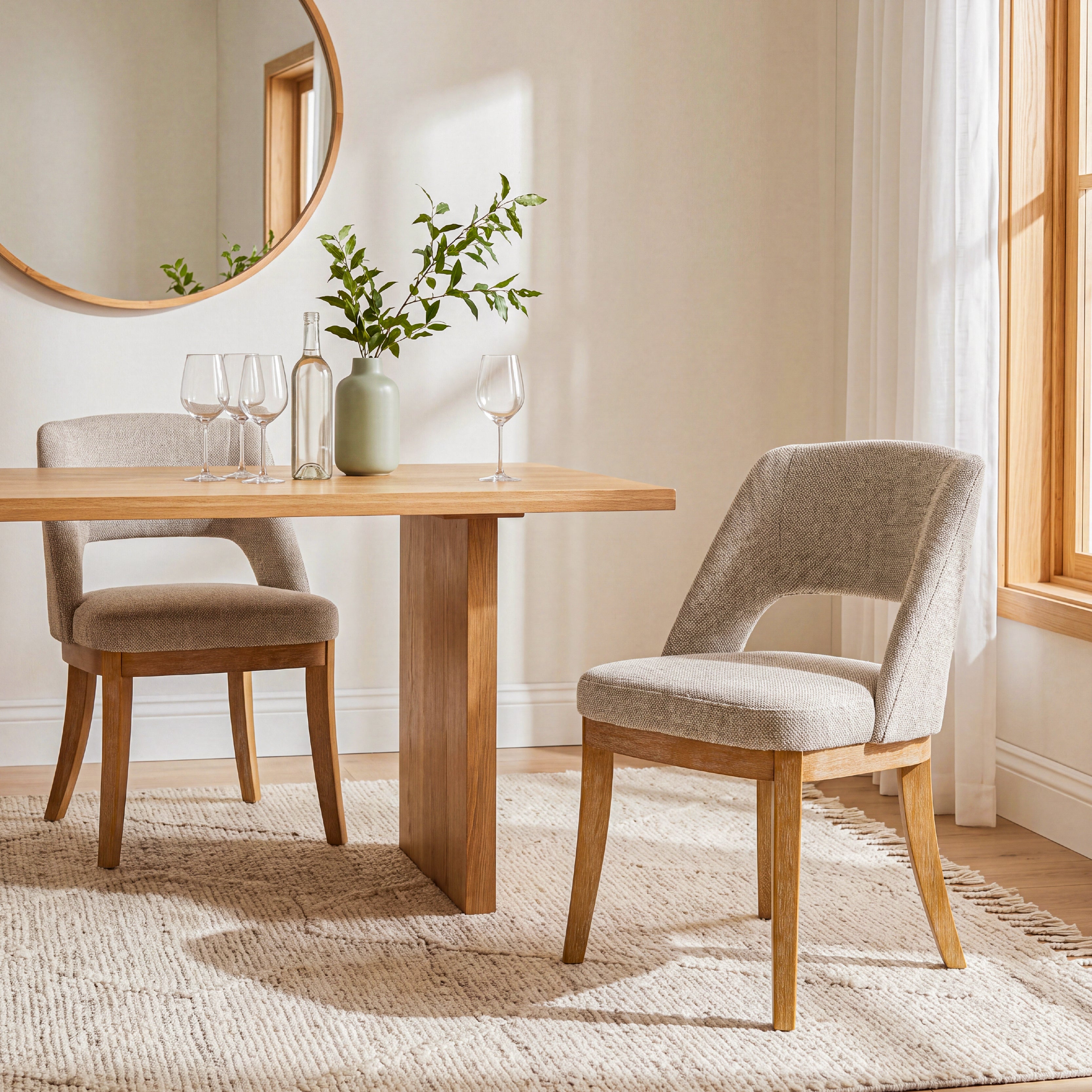 COLAMY ELVIA Upholstered Dining Chairs Set of 2 – Open Back Design